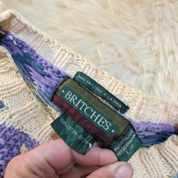 Britches × Vintage Britches Hand Knit Chunky Pastel Crewneck Sweater Size Large Size L / US 10 / IT 46 - 7 Thumbnail