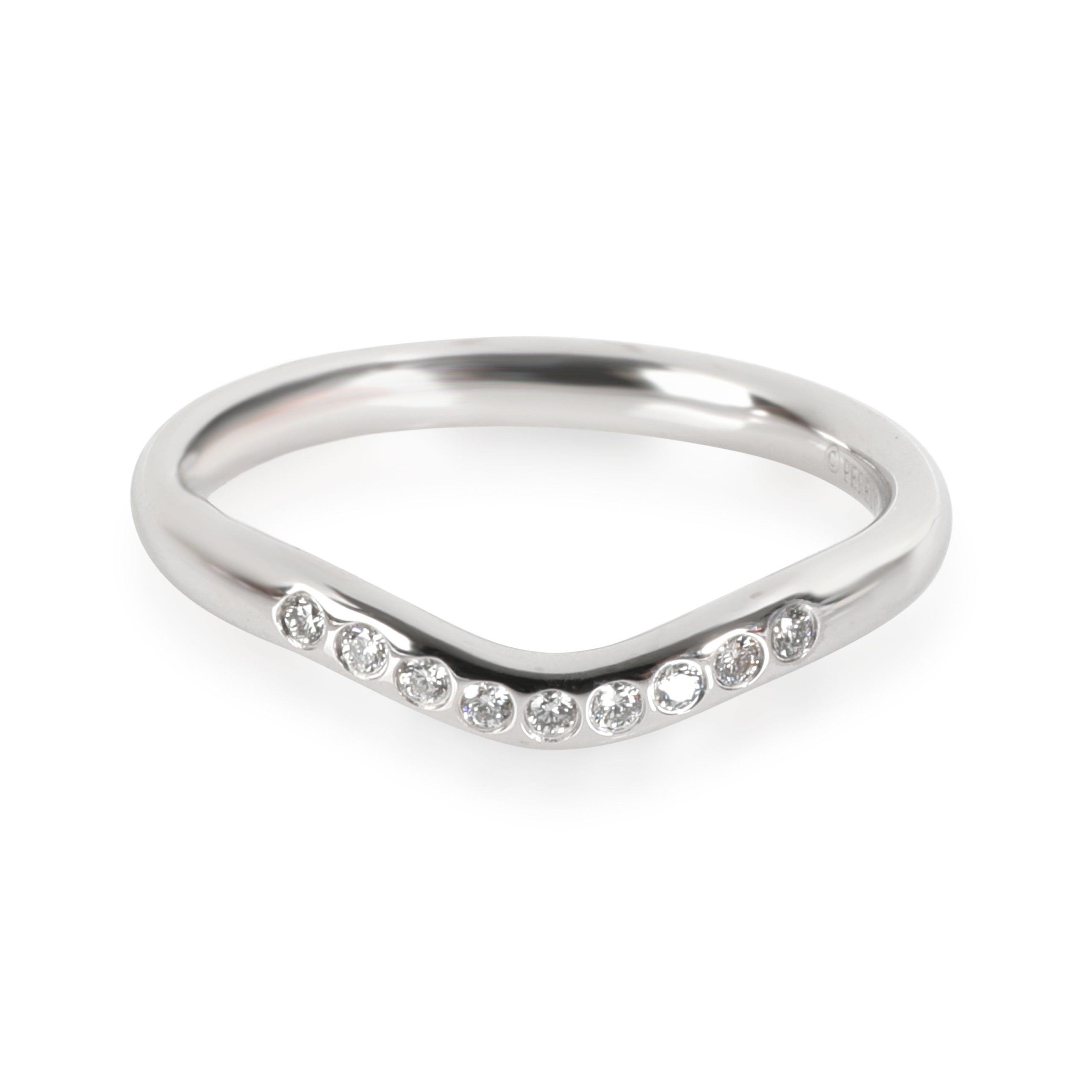 image of Tiffany Co Tiffany & Co. Elsa Peretti Curved Diamond Wedding Band In Platinum 0.06 Ctw in Silver, W