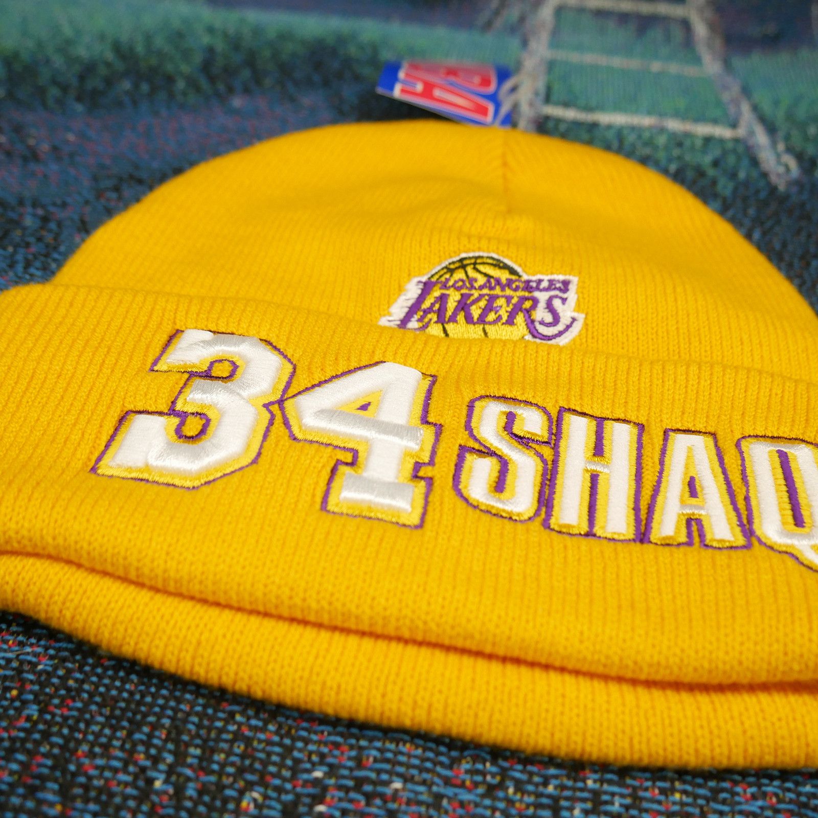 NBA NWT Vintage 90s NBA Shaq LA Lakers Beanie Size ONE SIZE - 2 Thumbnail