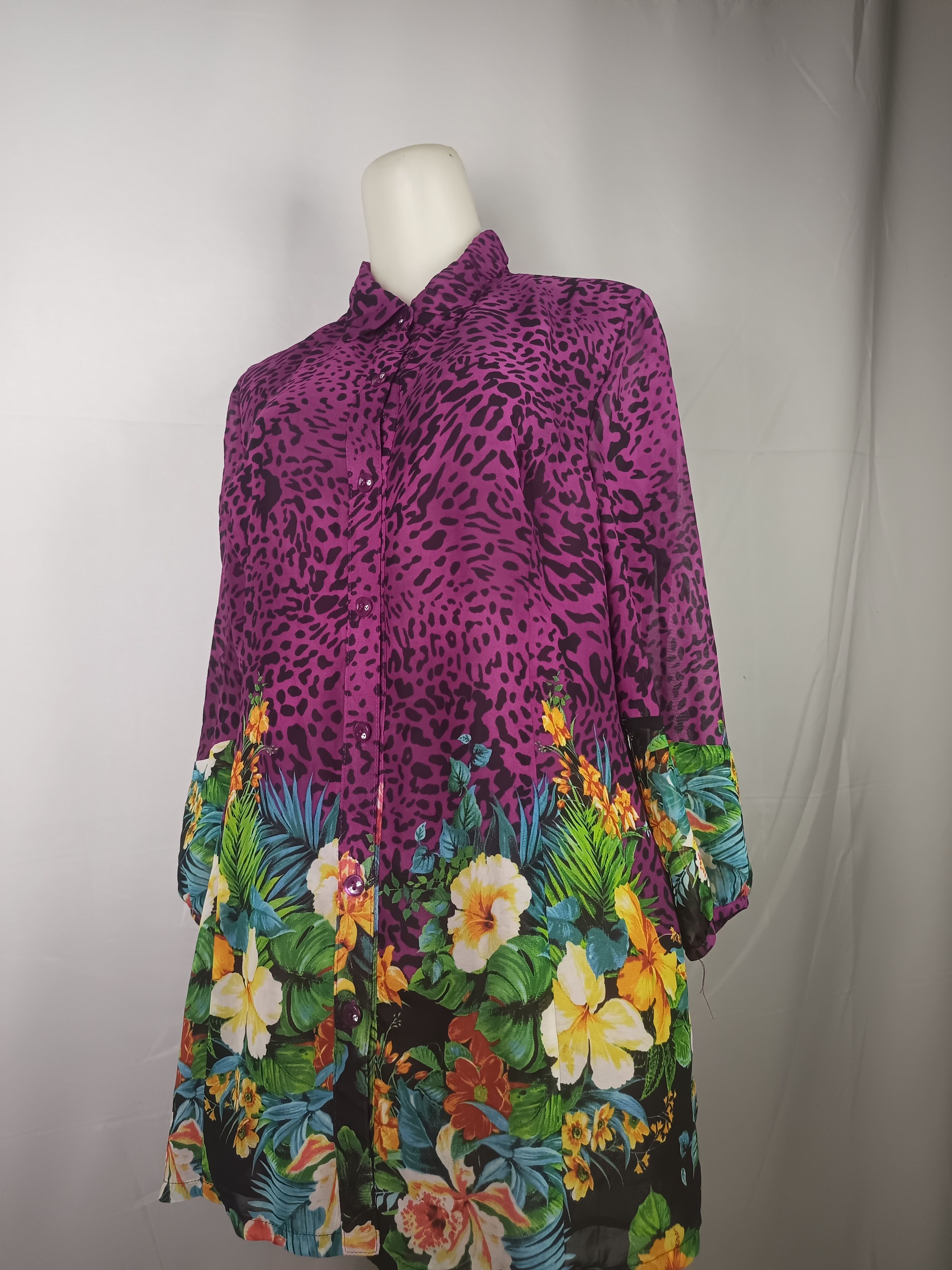 Japanese Brand Women's Chiffon Blouses Button Down Floral Leopard Print Size L / US 10 / IT 46 - 11 Thumbnail