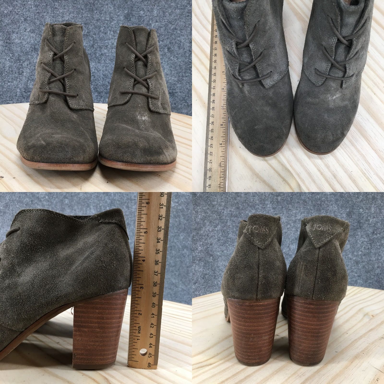 Toms TOMS Lunata Bootie Womens 8 Desert Lace Up Green Suede Heel 3 in Boots Shoes Size US 8 / IT 38 - 8 Thumbnail