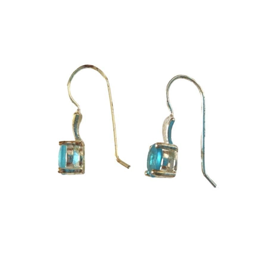 The Unbranded Brand Blue Tourmaline Dangle Earrings Signed Sterling Silver Size ONE SIZE - 3 Thumbnail