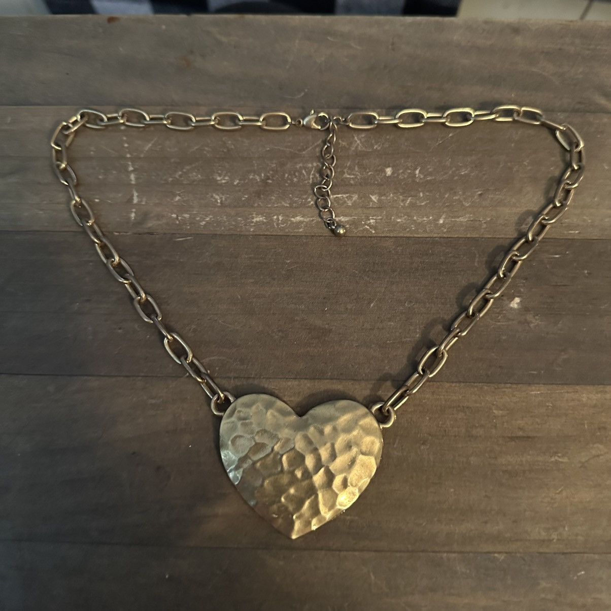 Other Gold tone hammered heart cable link chain necklace Size ONE SIZE - 2 Thumbnail