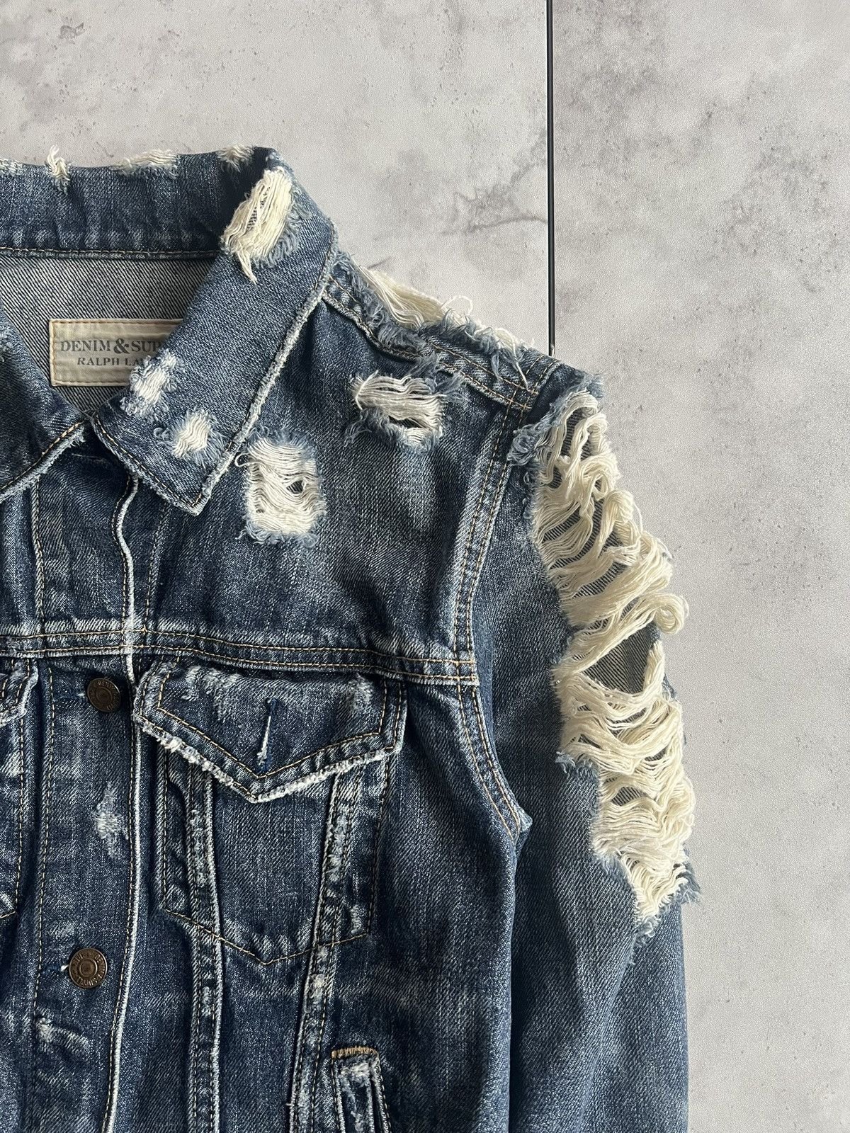 Ralph Lauren Ralph Lauren Denim & Supply Cropped Distressed Denim Jacket Size US XS / EU 42 / 0 - 2 Thumbnail