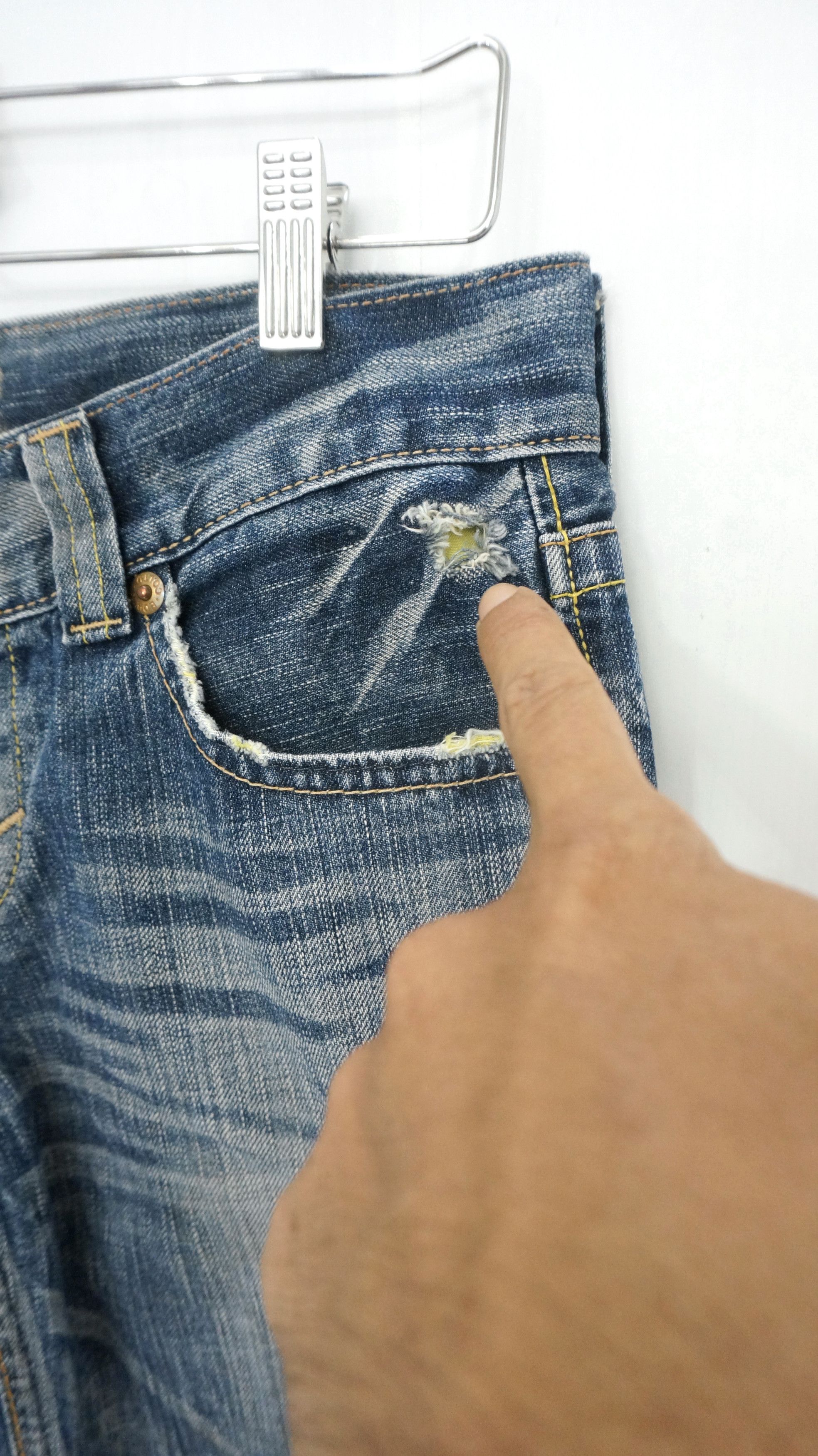 Japanese Brand 🔥 Flared EDWIN Bluetrip Yellow Stitch Ladies Rare Size 29" - 5 Thumbnail