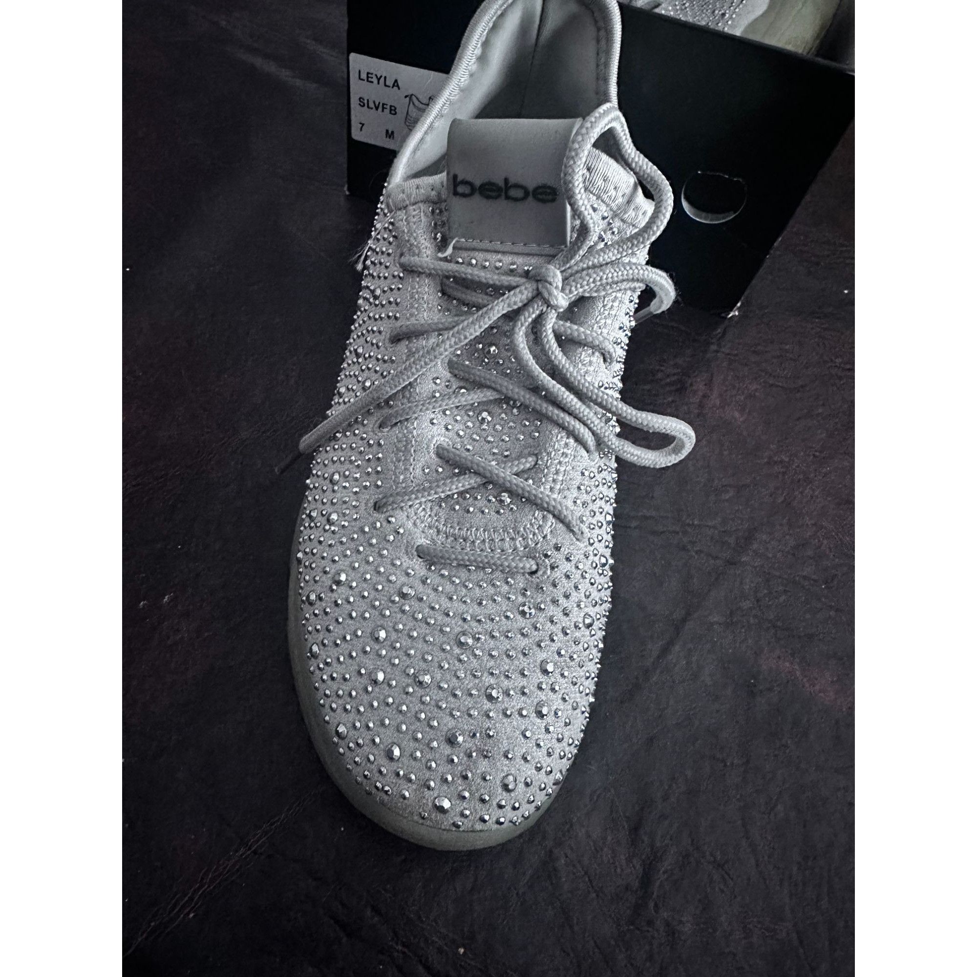 Bebe bebe sport Women's Leyla Lace-Up Rhinestone Sneakers w/box s Size US 7 / IT 37 - 7 Thumbnail