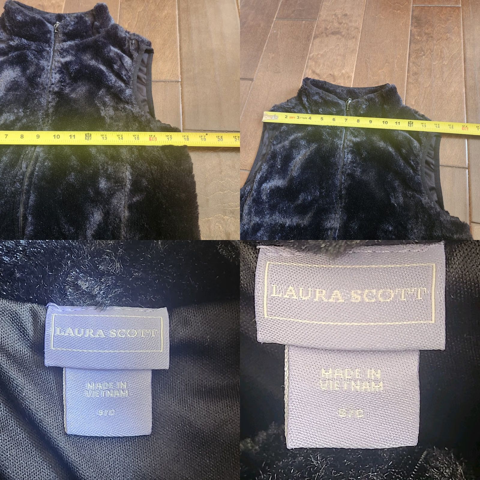Vintage Laura Scott Women's Vest Faux Fur Zip Up Black Small VEST Sleeveless Wool? (No) Size S / US 4 / IT 40 - 8 Thumbnail