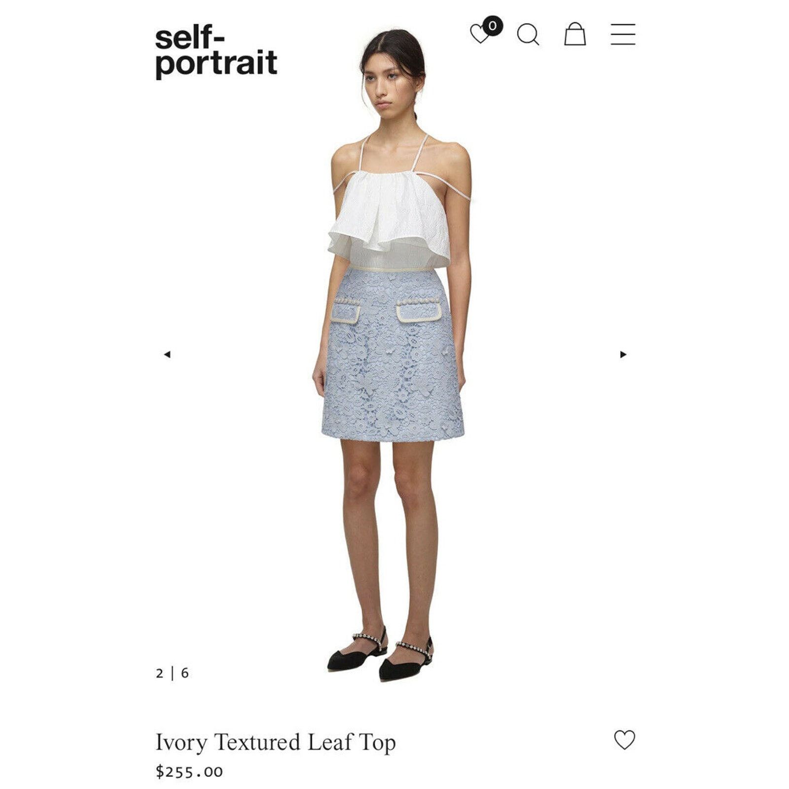 Self-Portrait Self-Portrait Women's Ivory Textured Leaf Print Blouse 6 Size M / US 6-8 / IT 42-44 - 3 Thumbnail