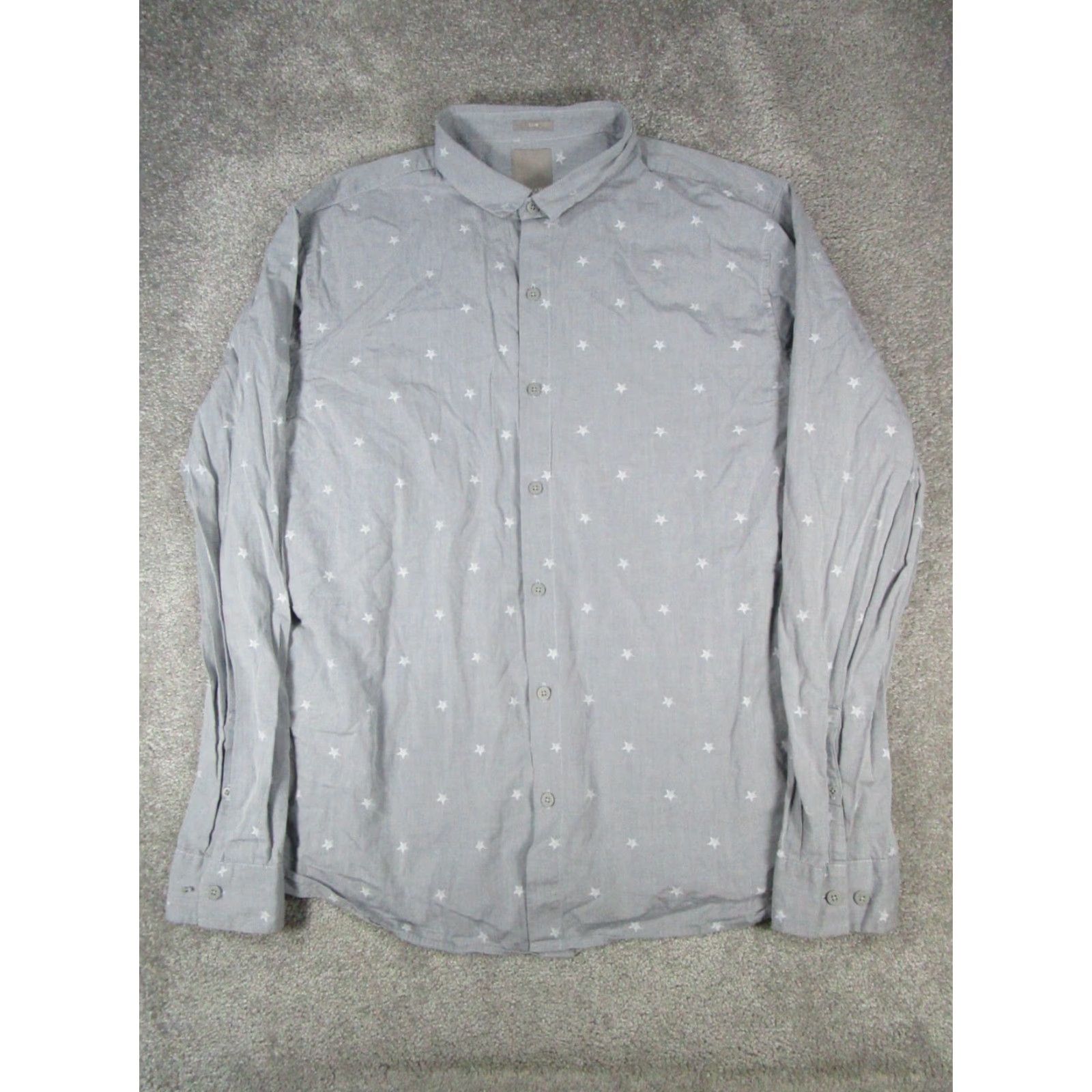 Frame A Frame Shirt Mens XL Gray White Cotton Button Up Polka Dot Long Sleeve Collared Button-Down 90s (if applicable) Mens Size US XL / EU 56 / 4 - 2 Thumbnail