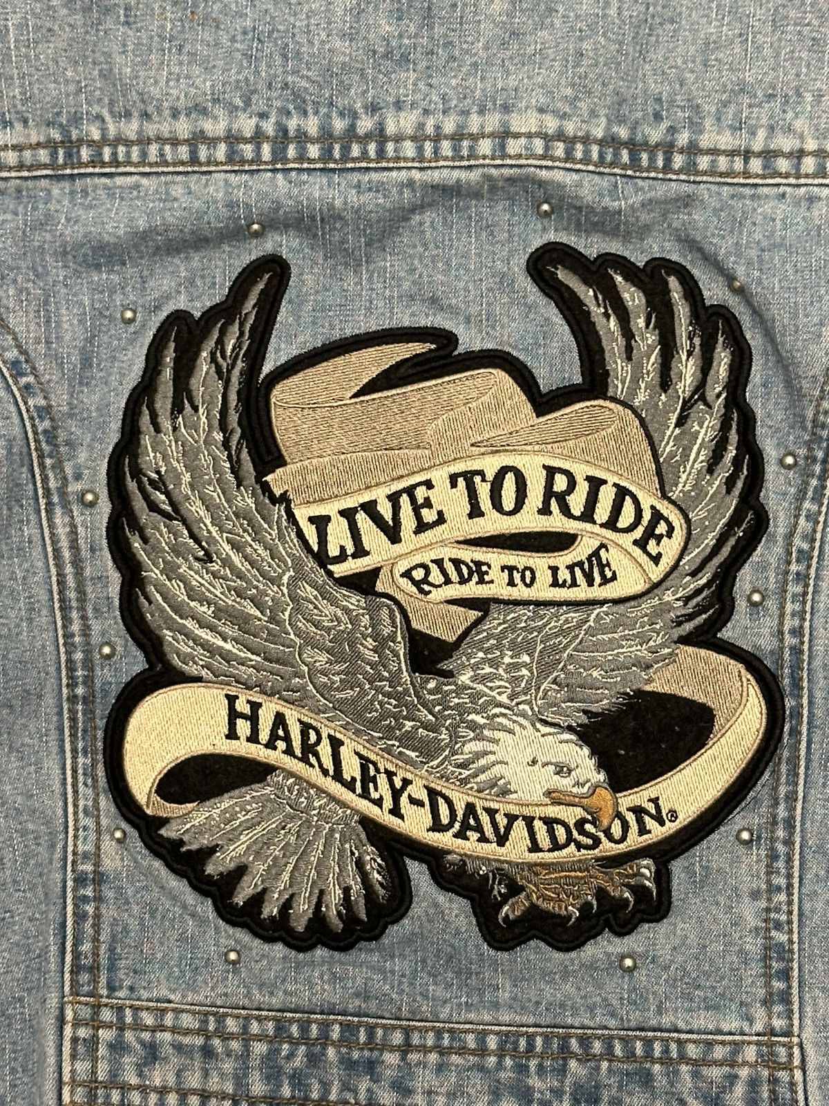 Harley Davidson Harley Davidson Live To Ride Ride To Live Eagle Denim Jacket Size S / US 4 / IT 40 - 1 Thumbnail