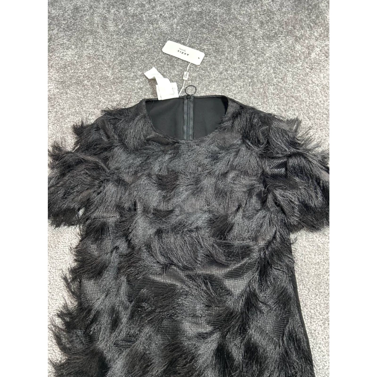 Akris Akris Dress Womens 6 Black Fringe Faux Fur New Size M / US 6-8 / IT 42-44 - 2 Thumbnail