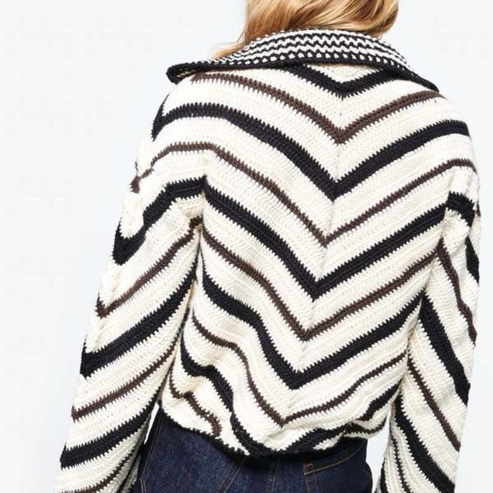 Urban Outfitters MANDINGA | Urban Outfitters | XL Black & Cream Knit Jacket Size XL / US 12-14 / IT 48-50 - 3 Thumbnail