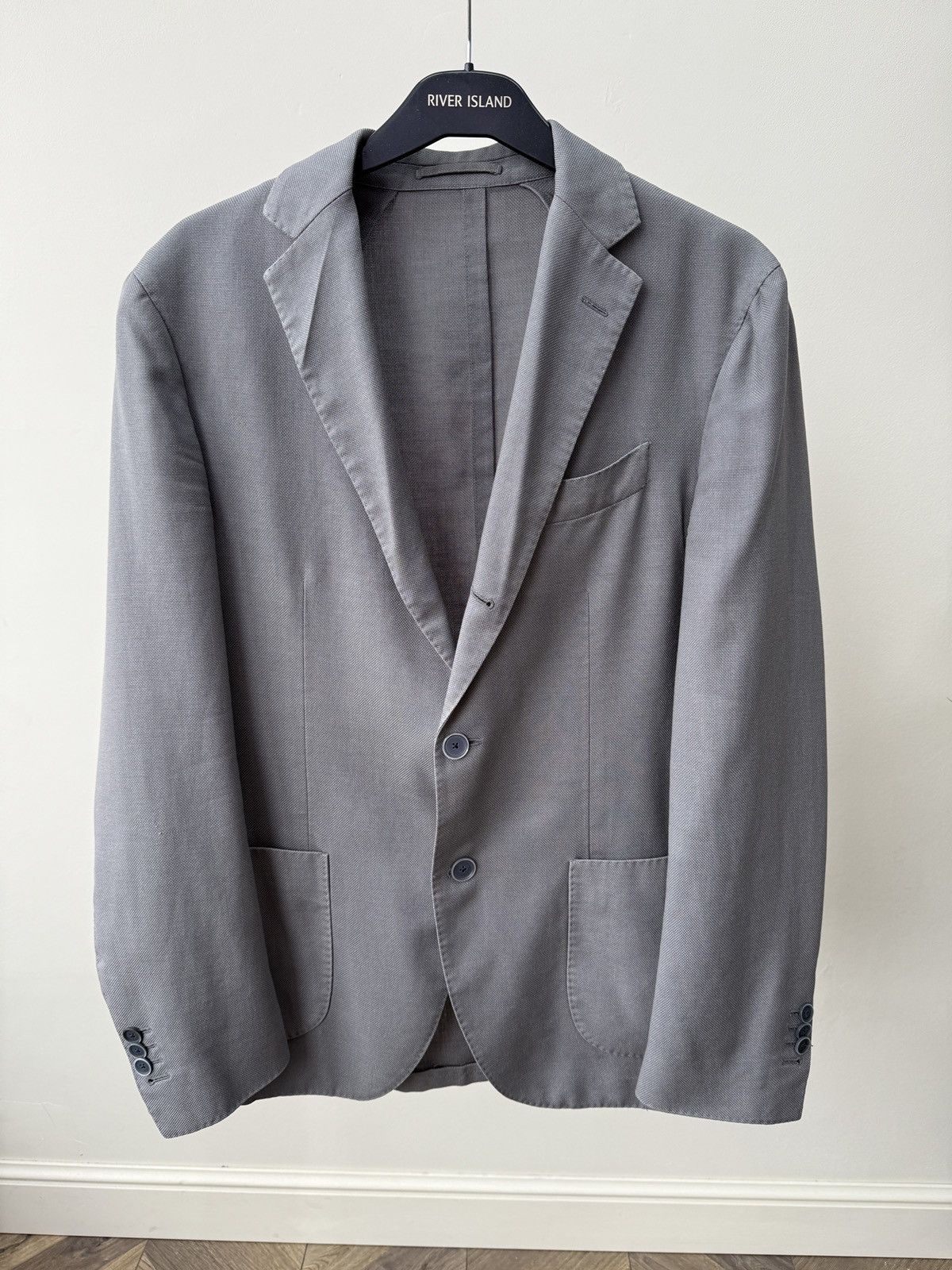 Lardini Vintage Lardini Men’s Grey Textured Blazer Jacket Size 50R - 2 Thumbnail