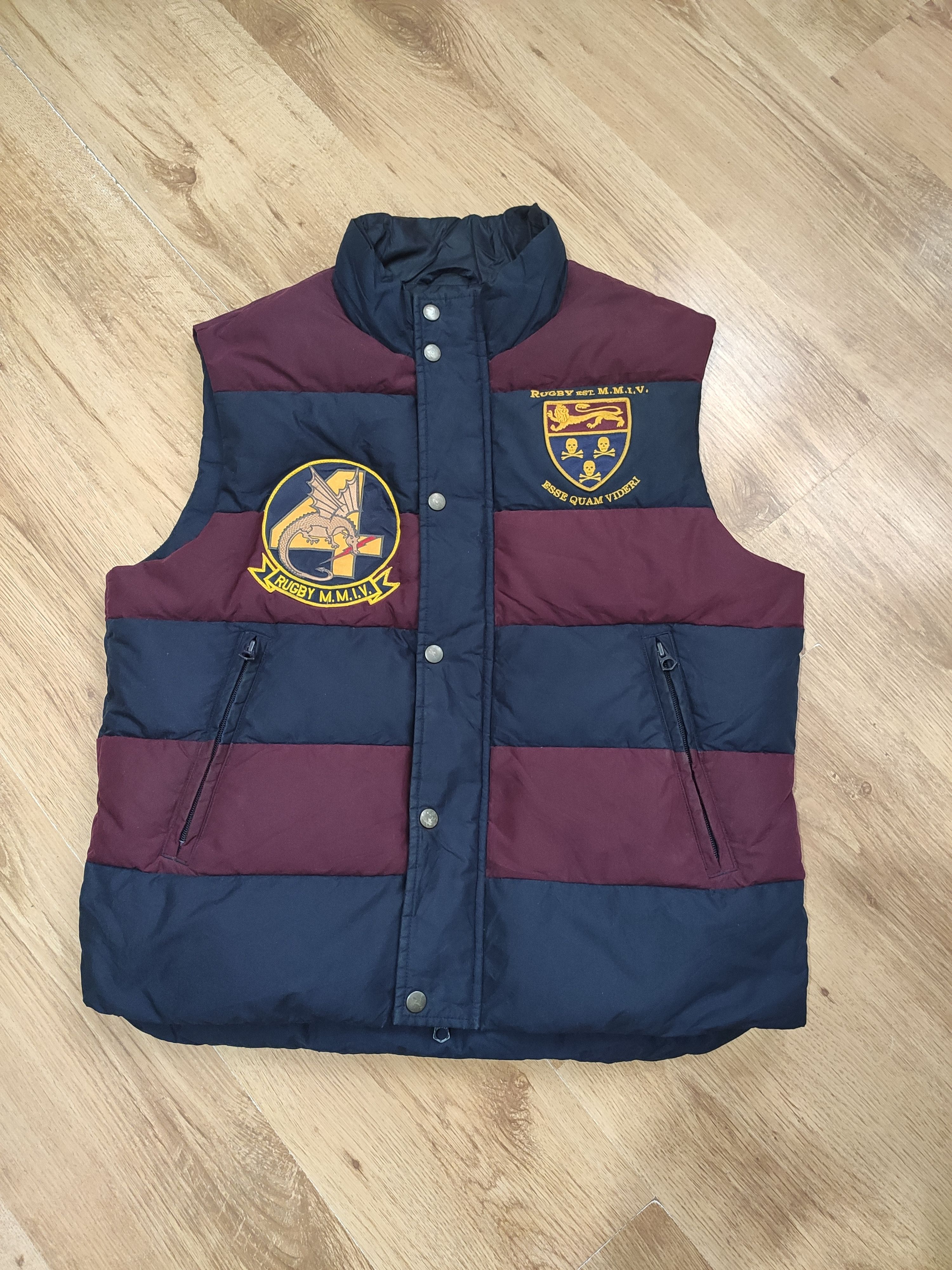image of Ralph Lauren Rugby x Vintage Ralph Laurent Rugby Down Vest Sea Dragons Size Medium in Navy, Men's