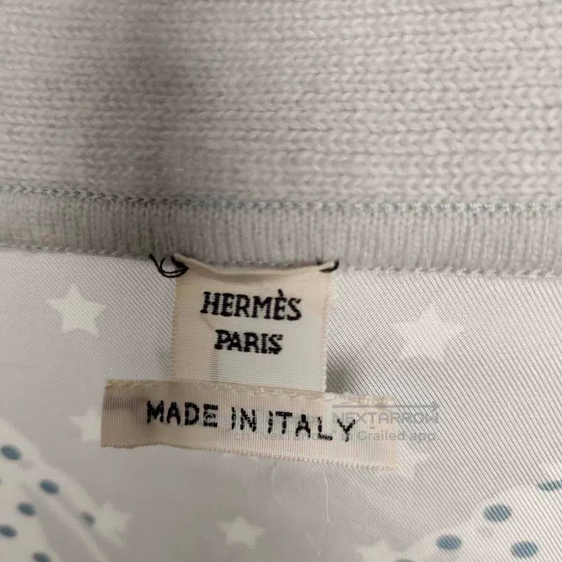 Hermes Hermes fog blue silk patchwork open cardigan jacket Size XS / US 0-2 / IT 36-38 - 4 Thumbnail