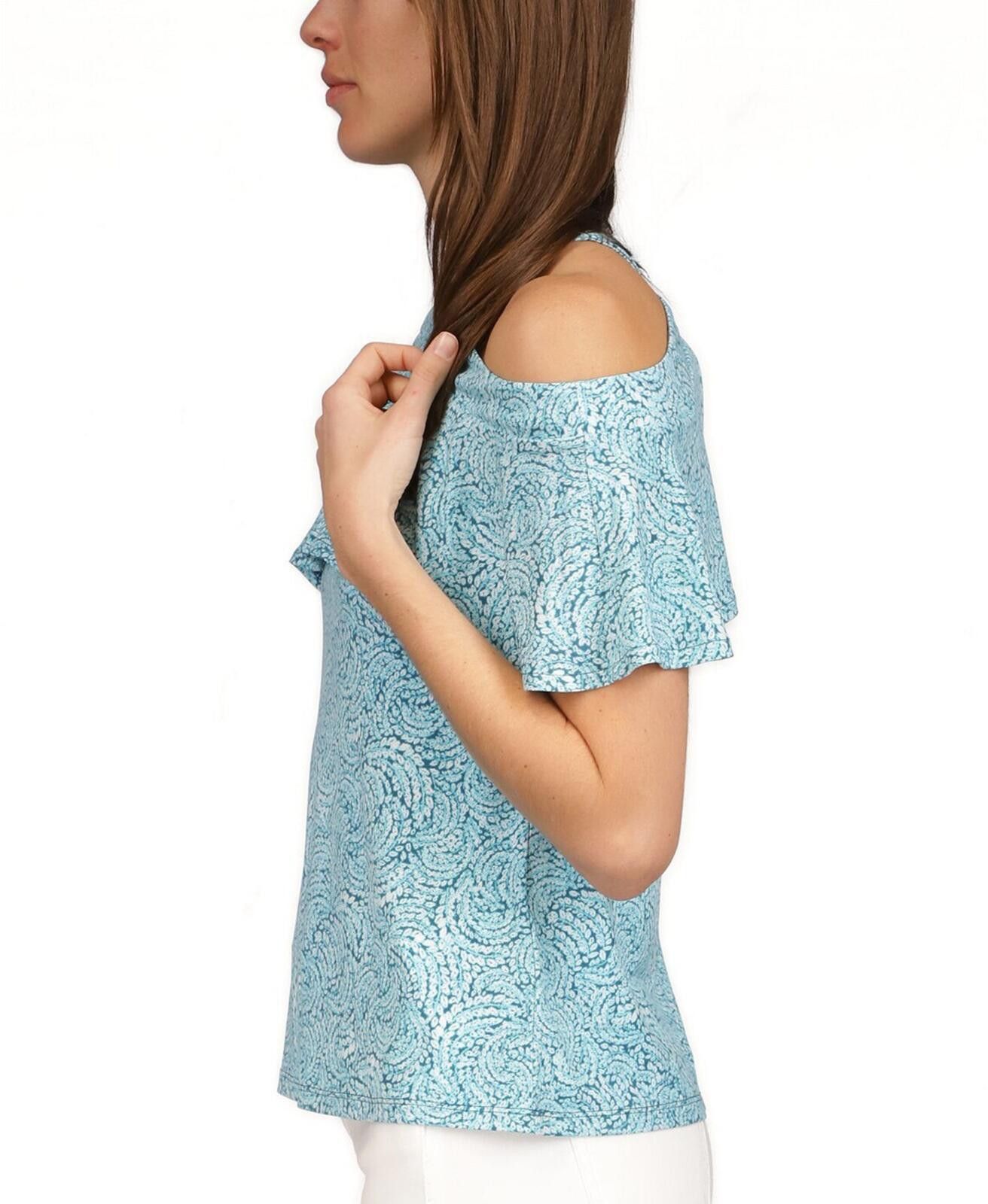 Michael Kors MICHAEL Michael Kors Shibori Flounce Cold-Shoulder Top Size L / US 10 / IT 46 - 2 Thumbnail