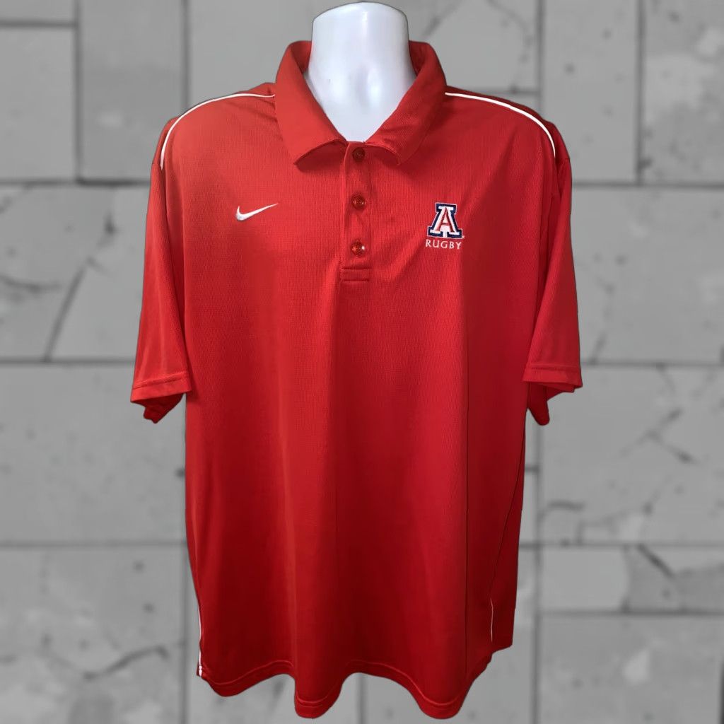 Nike Nike Dri-Fit Rugby Polo Shirt Shirt Mens U Of A Red 2XL Nike Polo Short Sleeve 100% Polyester Regular Sized Mens Red Rugby polo Dri-Fit Size US XXL / EU 58 / 5 - 1 Thumbnail