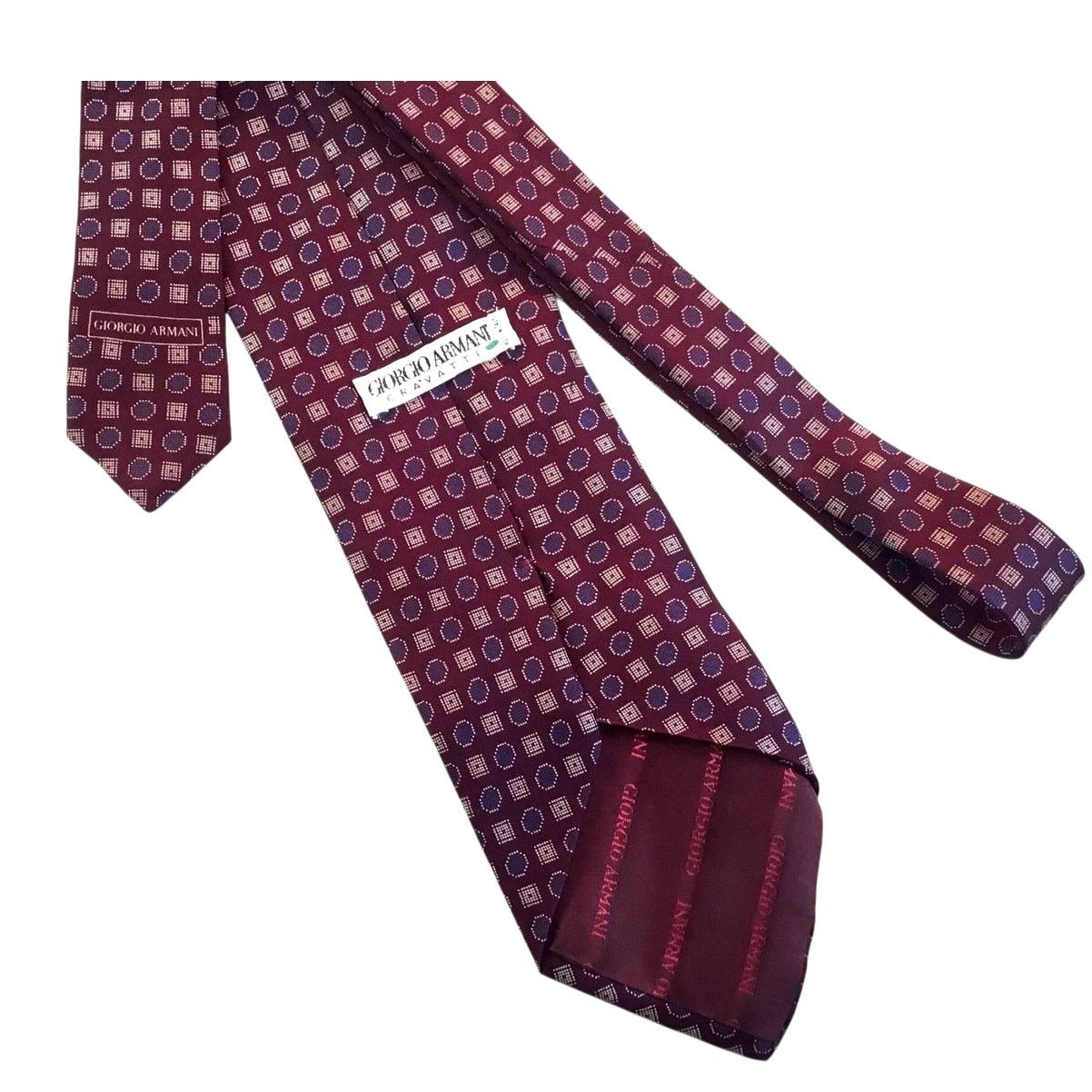 Giorgio Armani Giorgio Armani Tie Wine Red Pattern Square Circle Blue Gold Size ONE SIZE - 3 Thumbnail