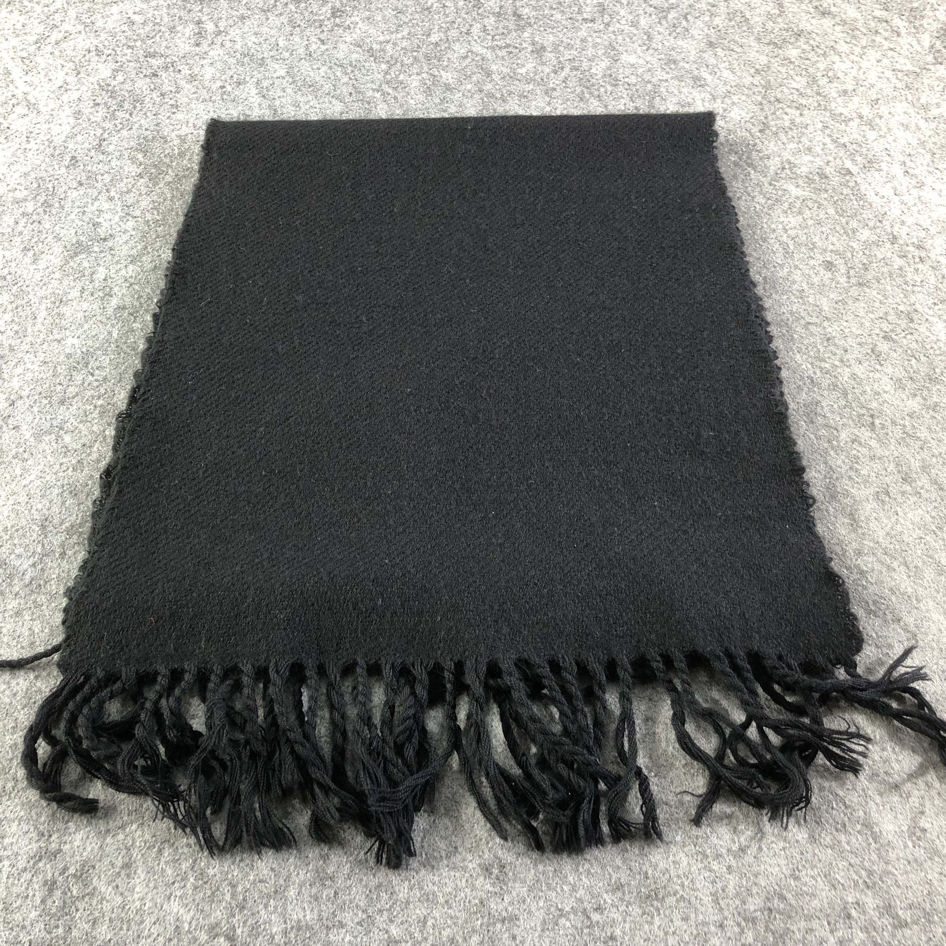 Giorgio Armani Giorgio Armani Plain Black Wool Scarf Muffler V1635 Size ONE SIZE - 2 Thumbnail