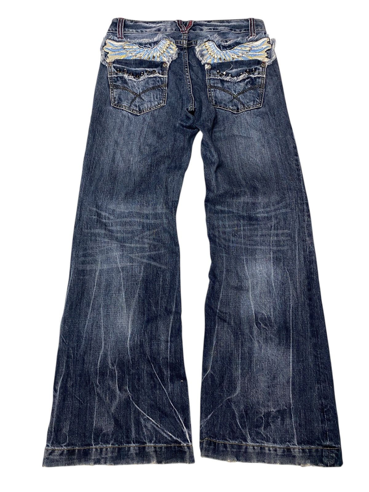 If Six Was Nine 2000's Oririn Wings Seawash Studded Flared Jeans Size US 28 / EU 44 - 1 Thumbnail