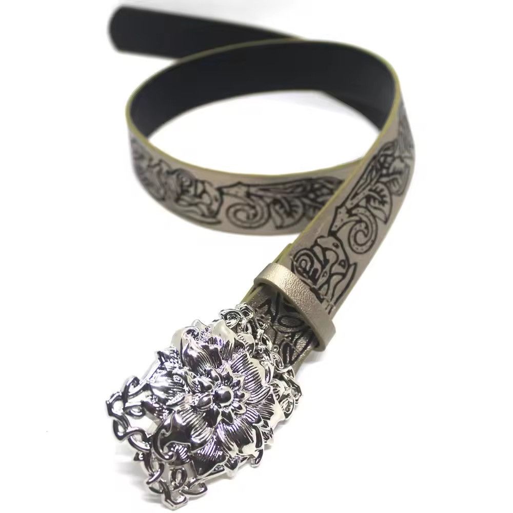 Other Embossed Flower Pattern Buckle Belt Size ONE SIZE - 1 Thumbnail