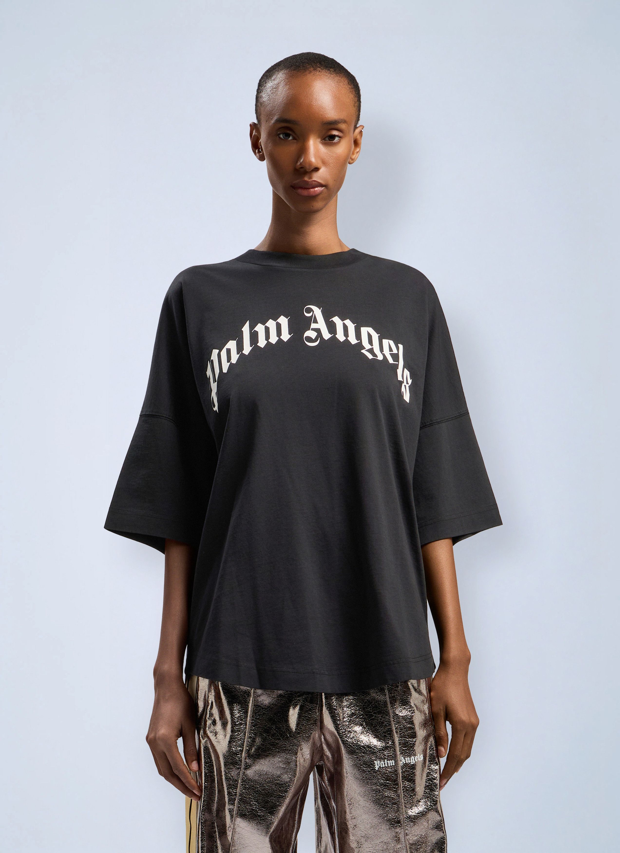 Palm Angels Curved Logo Over T-Shirt Size M / US 6-8 / IT 42-44 - 1 Thumbnail