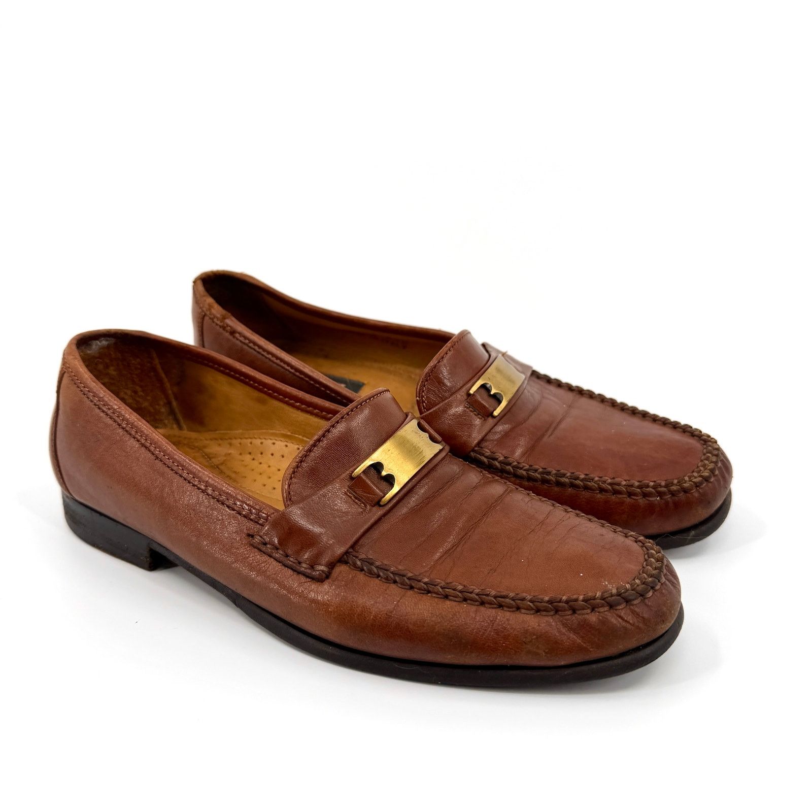 Bally Vintage 80s Italian Brown Leather Ruvera Gold Bit Loafers Size US 6.5 / EU 39-40 - 1 Thumbnail