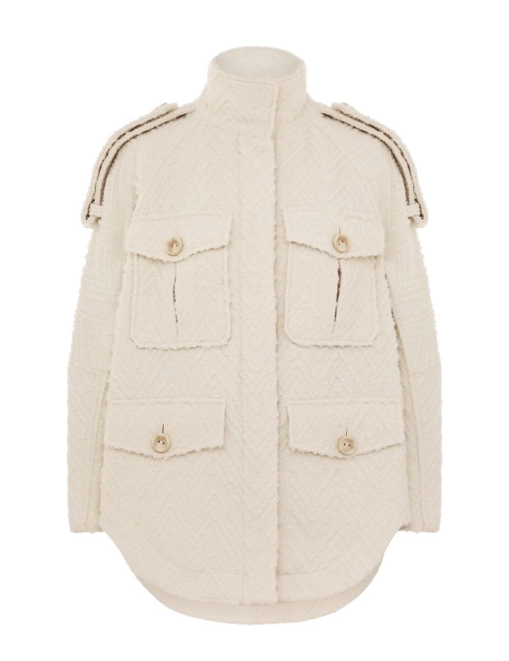 oc11z0825 Illustration Chevron Jacket in Cream