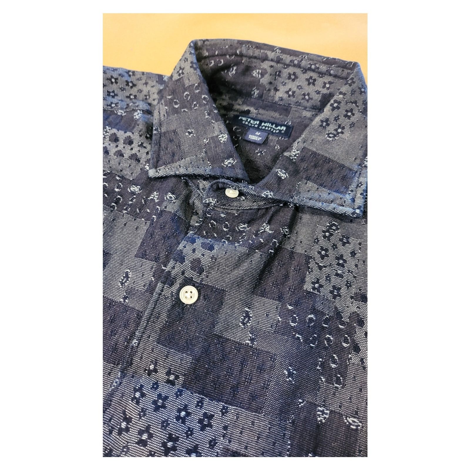 Peter Millar Peter Millar Banks Jacquard Blue Patchwork Shirt M $200 NWT Size US M / EU 48-50 / 2 - 11 Thumbnail