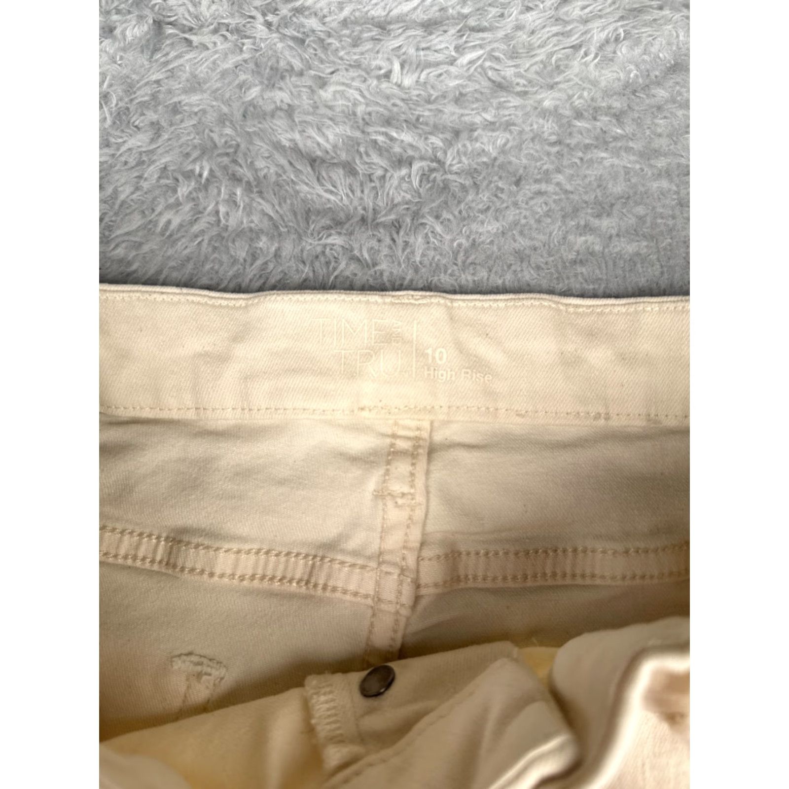 Vintage Time And Tru Jeans Women 10 Ivory Denim Wide-Leg High Rise Button Fly 30x24 Size 32" / US 10 / IT 46 - 6 Thumbnail