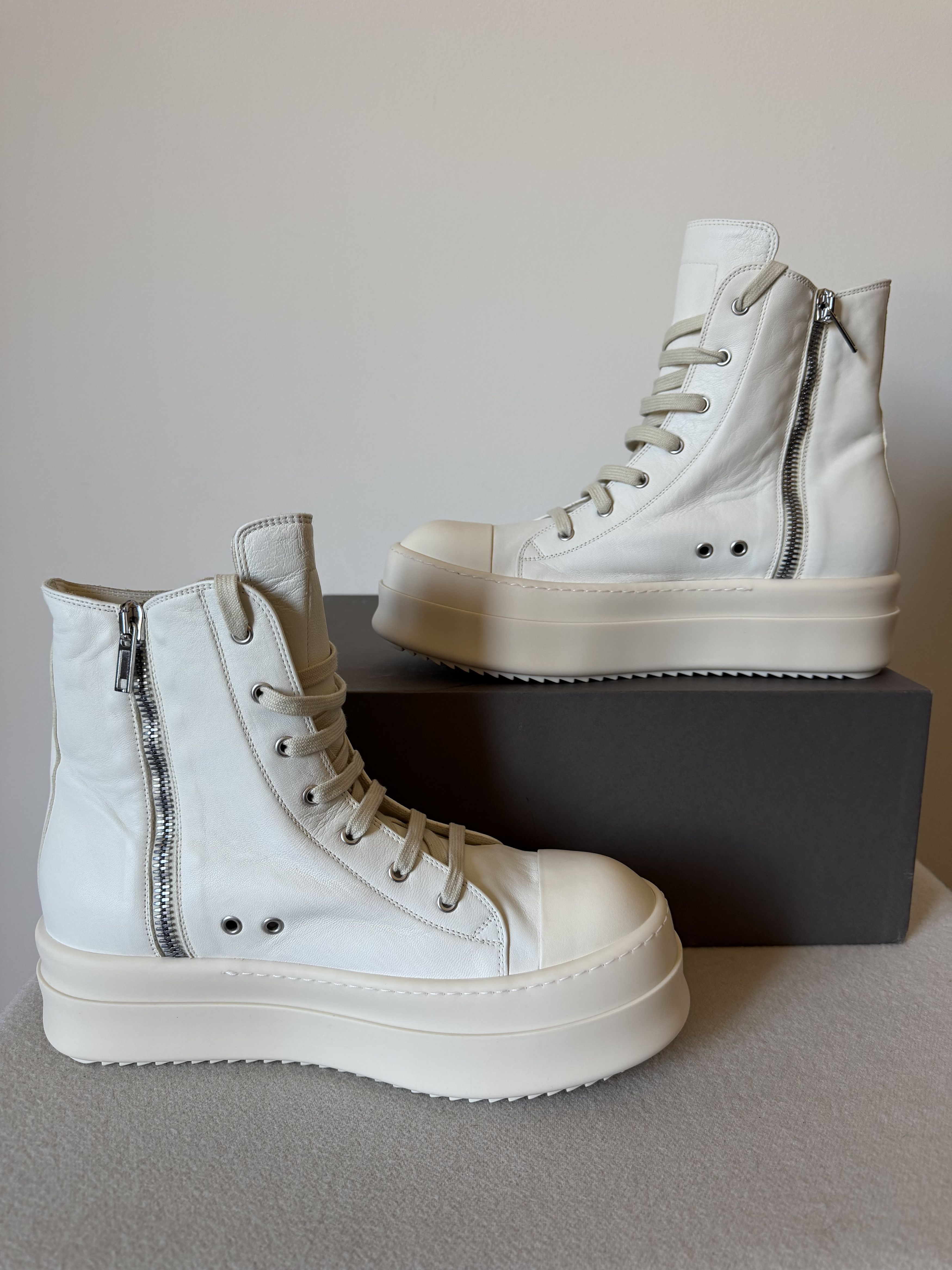 Rick Owens Rick Owens Mega Bumper Ramones in Milk White Leather Size US 11 / EU 44 - 3 Thumbnail