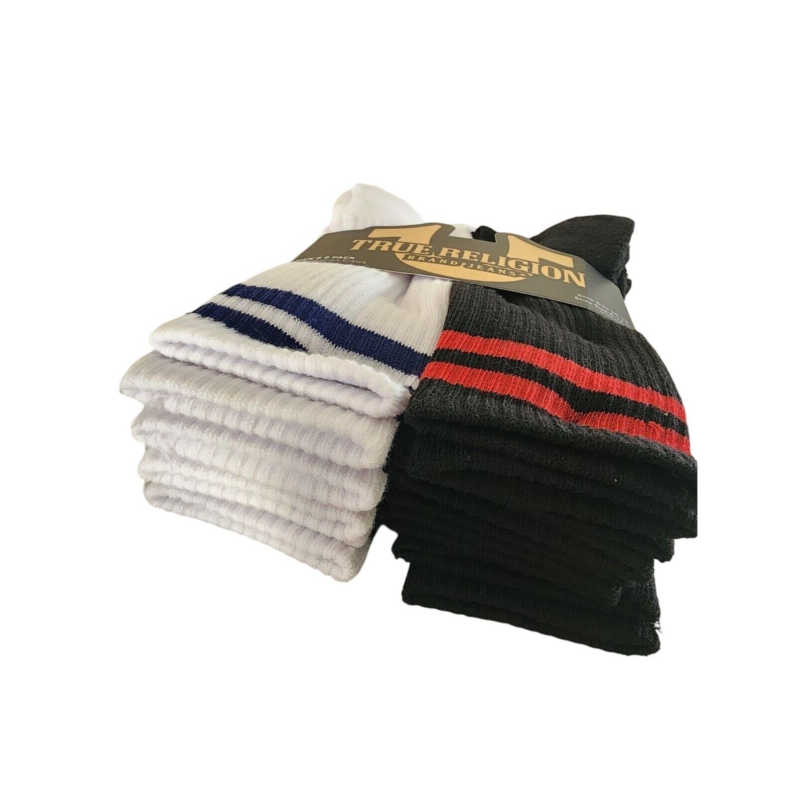 True Religion True Religion Crew Socks Half Cushion 8-Pair Black White Size ONE SIZE - 4 Thumbnail