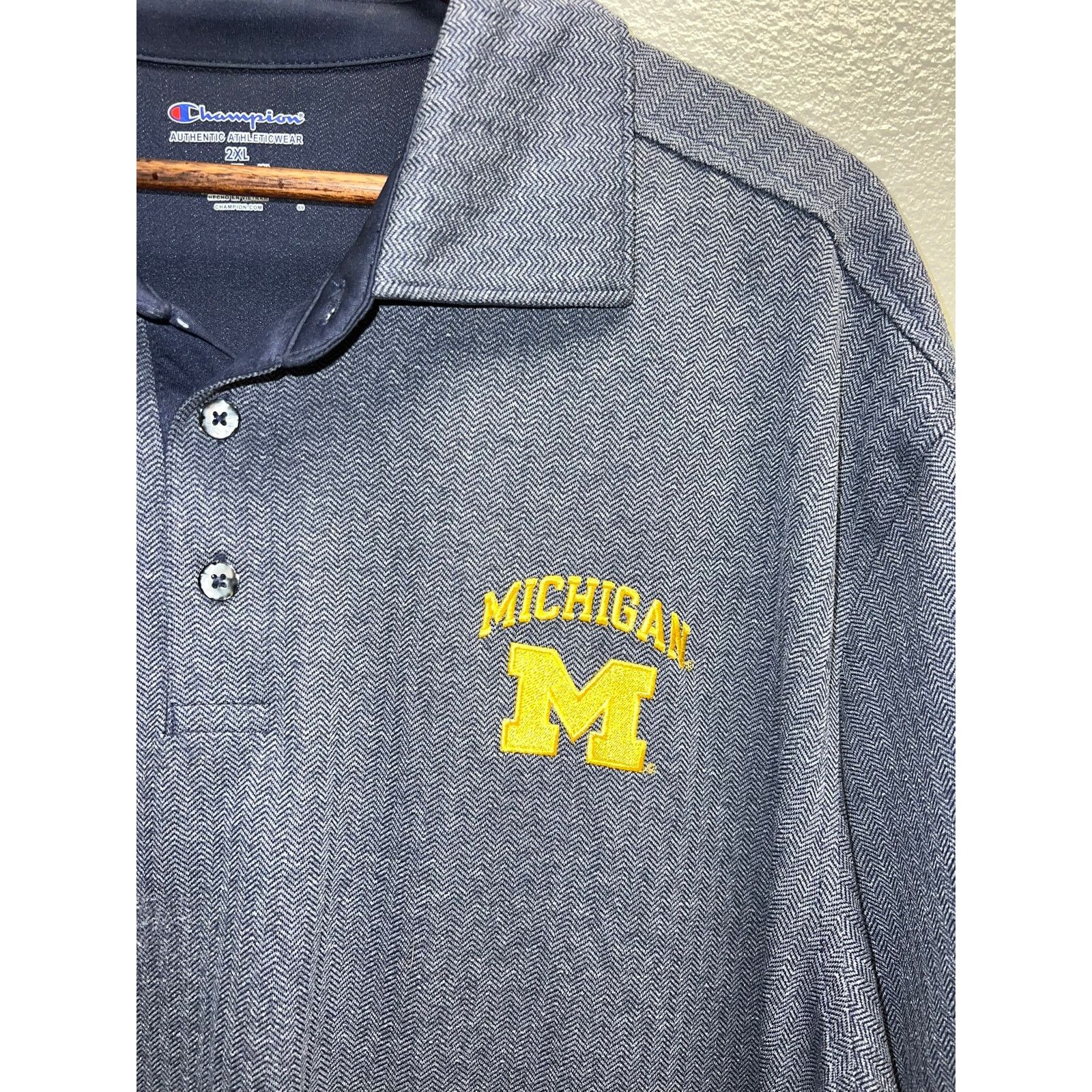 Champion Michigan Wolverines Polo Shirt Champion College Blue 2XL XXL Size US XXL / EU 58 / 5 - 3 Thumbnail