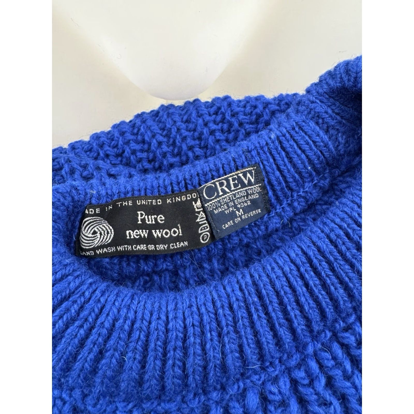 J.Crew J.CREW SHETLAND WOOL Fisherman Heavy Duty Knit M Sweater Blue Pullover Mens Wool Knit 90s TT EXCELLENT Size US M / EU 48-50 / 2 - 4 Thumbnail