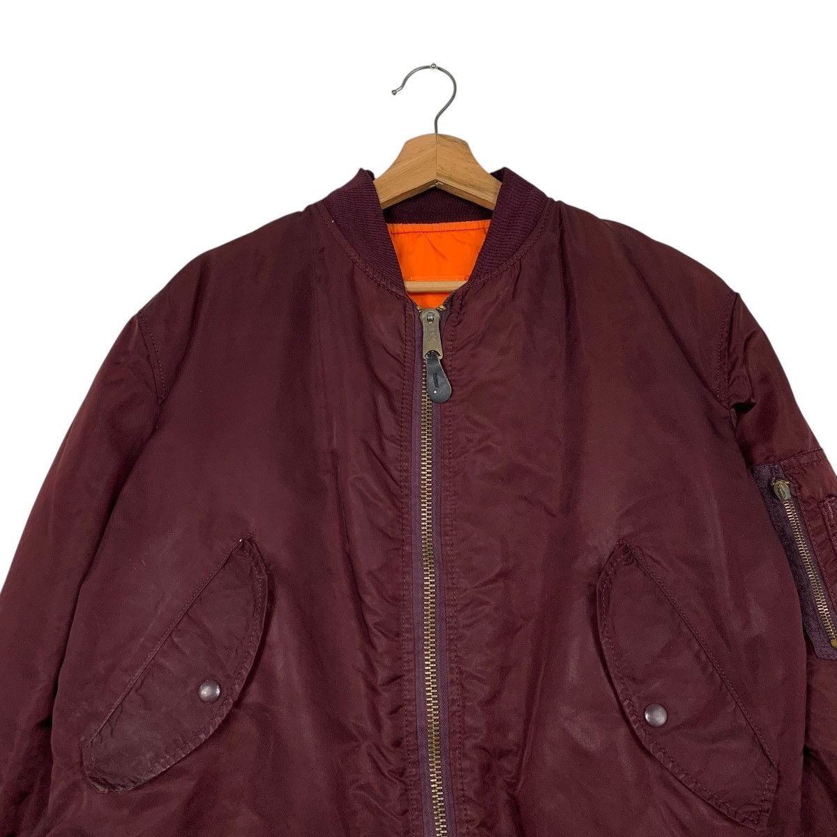 Alpha Industries Vintage Alpha Industries Maroon USAF MA-1 Bomber Made In USA Size US M / EU 48-50 / 2 - 2 Thumbnail