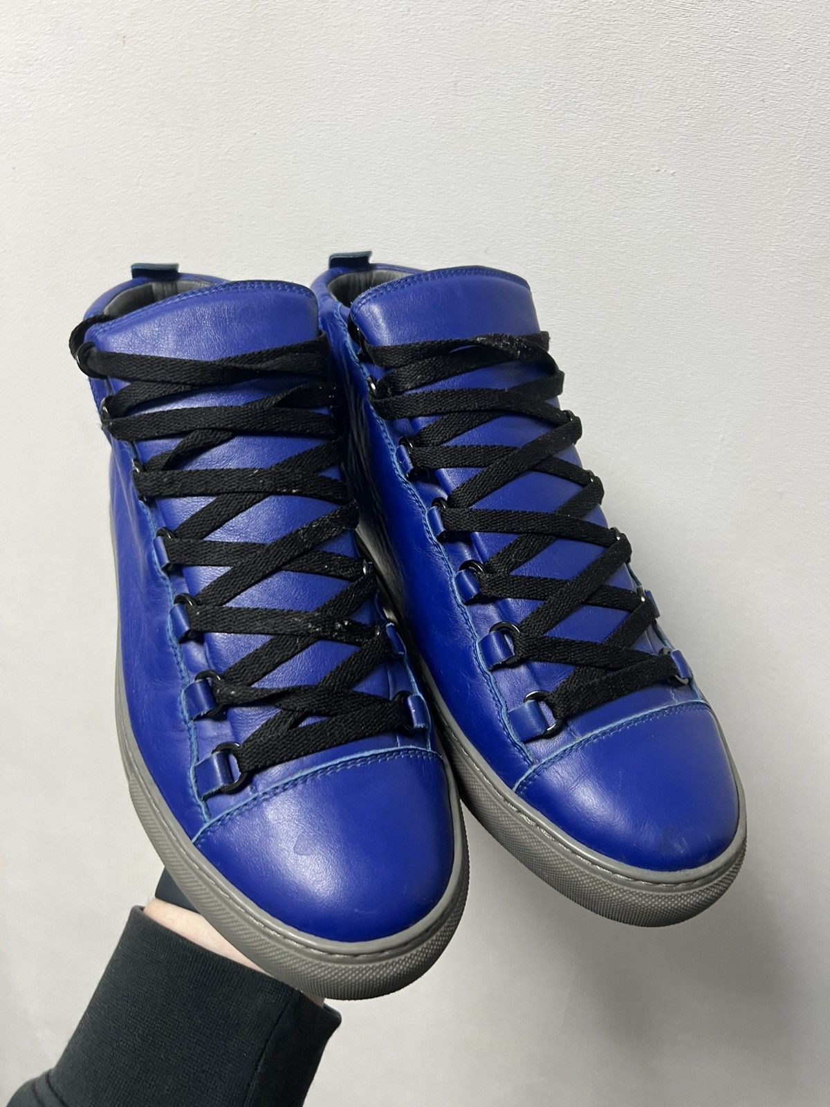 Balenciaga Balenciaga Arena High Black Cracked Leather Sneakers Size US 8 / EU 41 - 3 Thumbnail