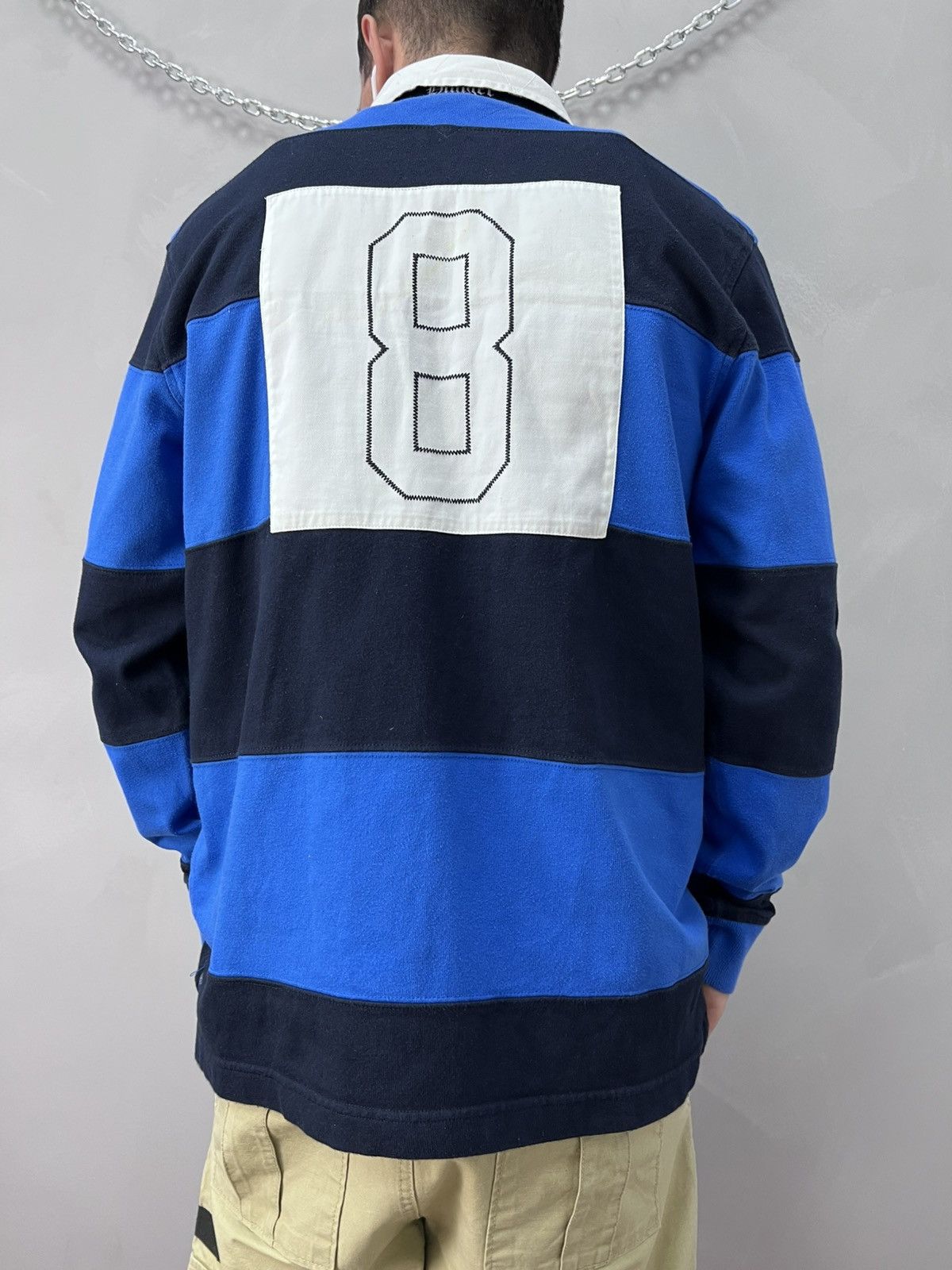 Tommy Hilfiger × Vintage Vintage TOMMY HILFIGER Rugby Striped Sweatshirt M494 Size US M / EU 48-50 / 2 - 7 Thumbnail