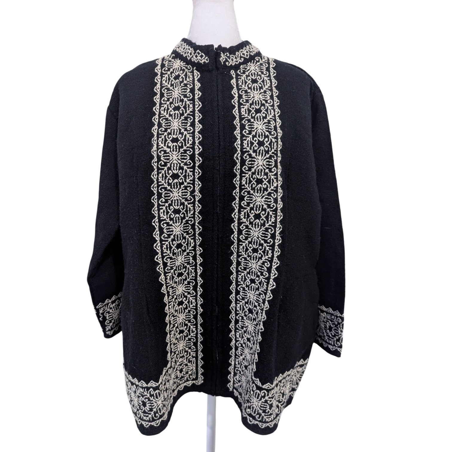 Other Handmade Embroidered Black White Traditional Mexican Jacket Size US XL / EU 56 / 4 - 1 Thumbnail