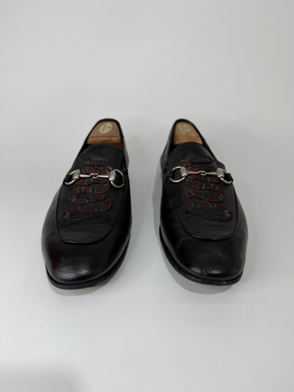 Gucci Gucci Black Leather Embroidered Brixton Horsebit Loafers Size US 9 / EU 42 - 3 Thumbnail