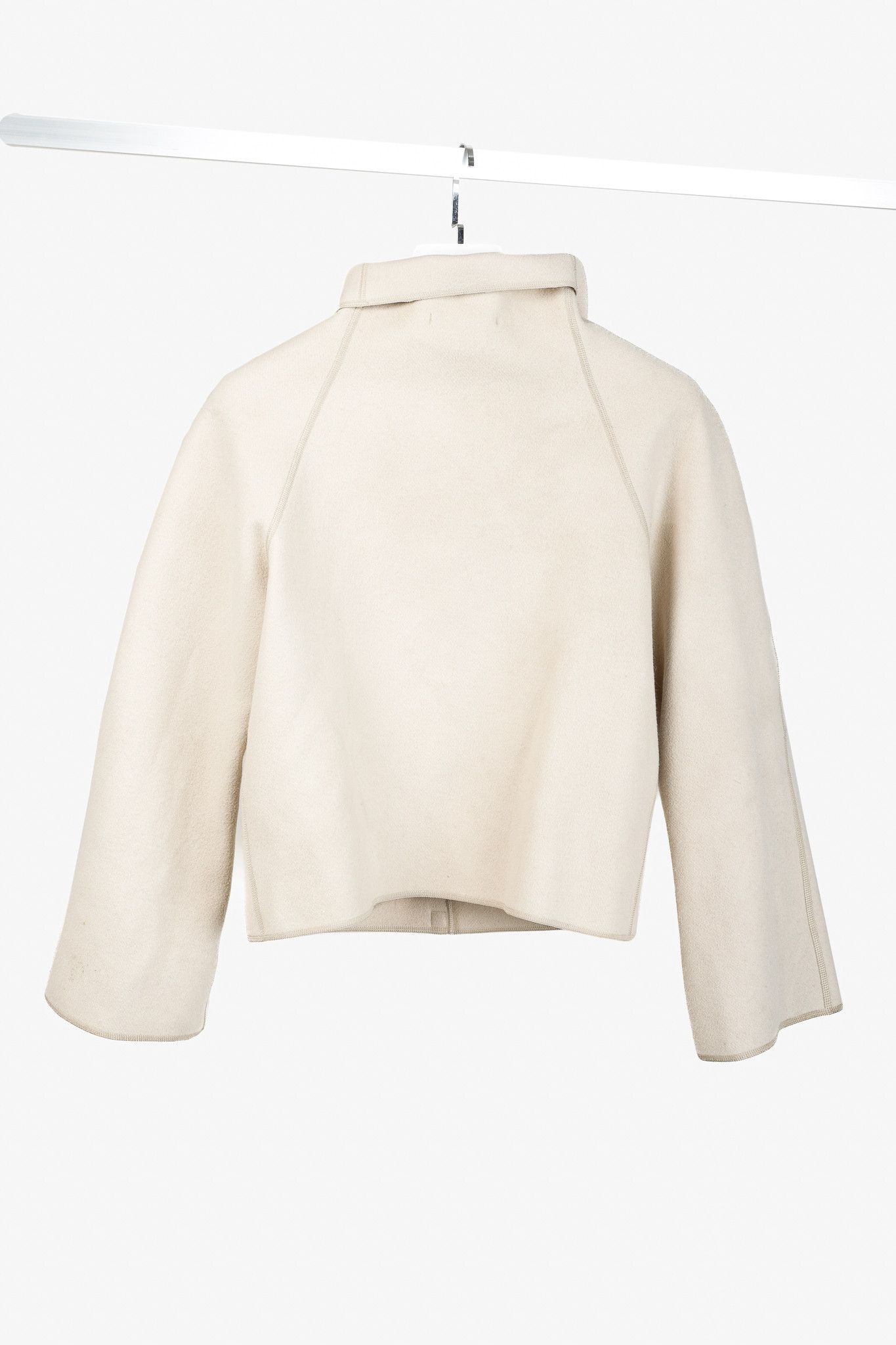 Annette Gortz Annette Gortz Ena Beige Wool-Felt Cowl-Neck Snap Jacket Size S / US 4 / IT 40 - 2 Thumbnail