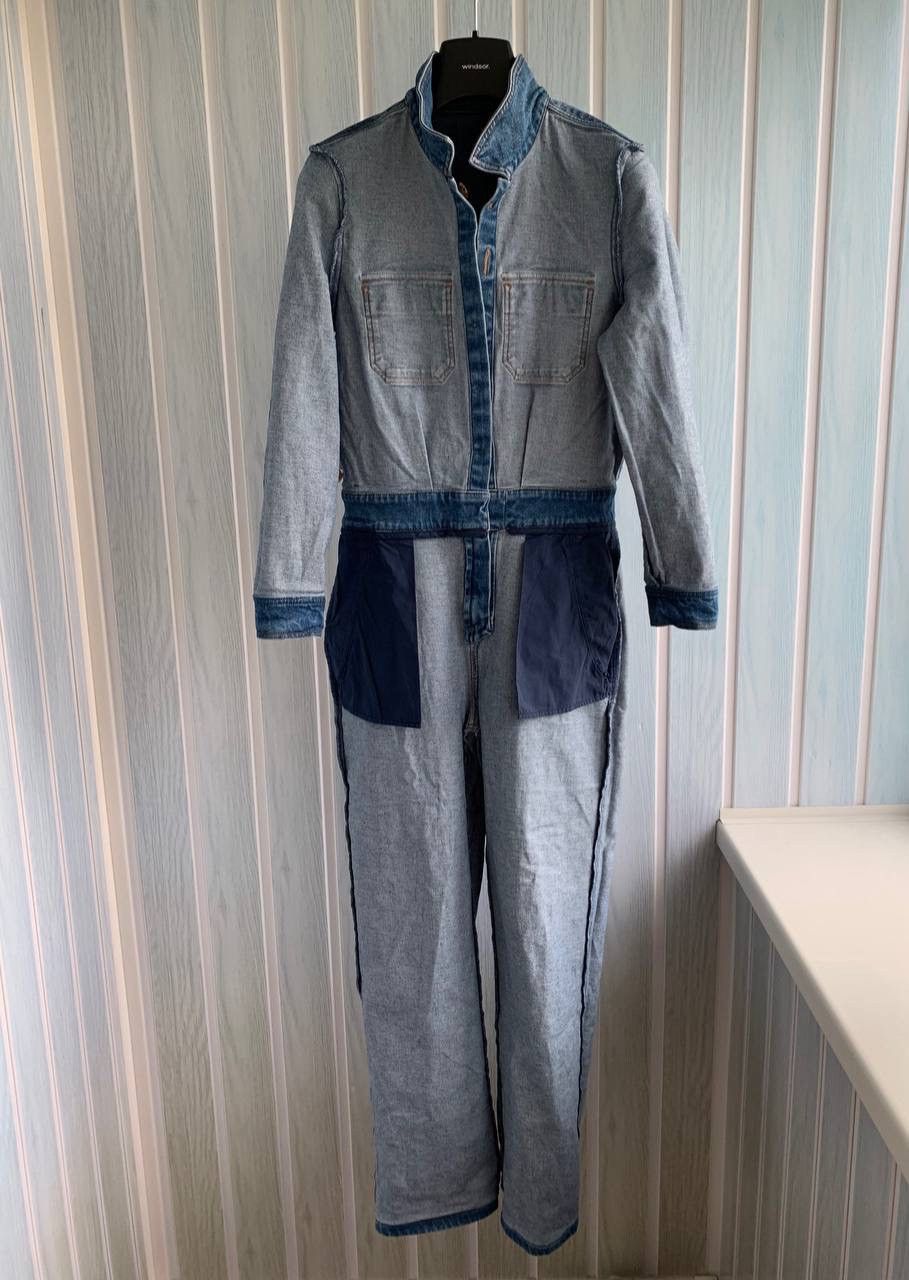 Designer × Sezane Sezane Denim Blue Women’s Cotton Button Pockets Jumpsuit Size 27" / US 4 / IT 40 - 4 Thumbnail