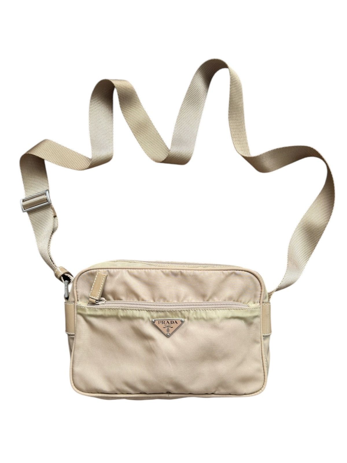 Prada Milano Light Tan Nylon Crossbody Bag in Beige, Men's