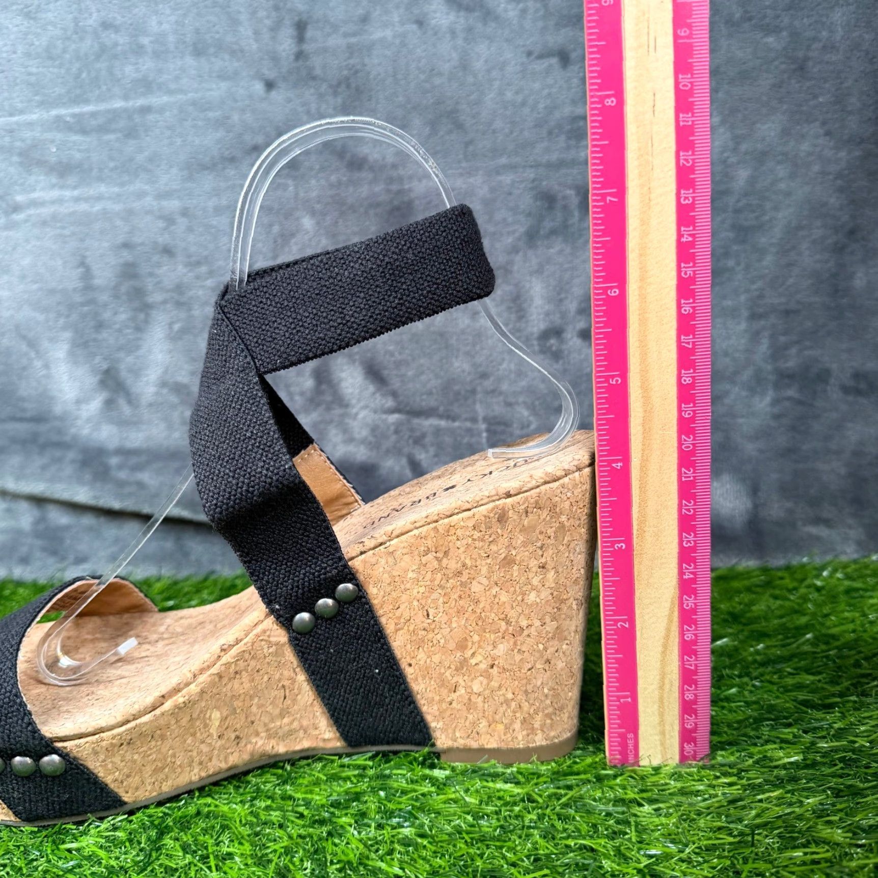 Lucky Brand Lucky Brand Sandal Women Wedge Ankle Strap Black Cork Platforms 8.5M Summer Strappy Size US 9 / IT 39 - 4 Thumbnail