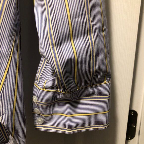 Turnbull & Asser TURNBULL & Asser men's blue 100%cotton dress shirt size: 17 Size US XL / EU 56 / 4 - 5 Thumbnail