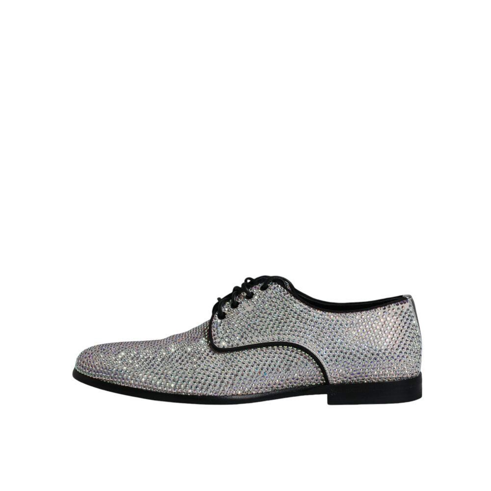 Dolce & Gabbana Dolce & Gabbana Silver Leather Rhinestones Derby Dress Shoes Size US 7 / EU 40 - 6 Thumbnail
