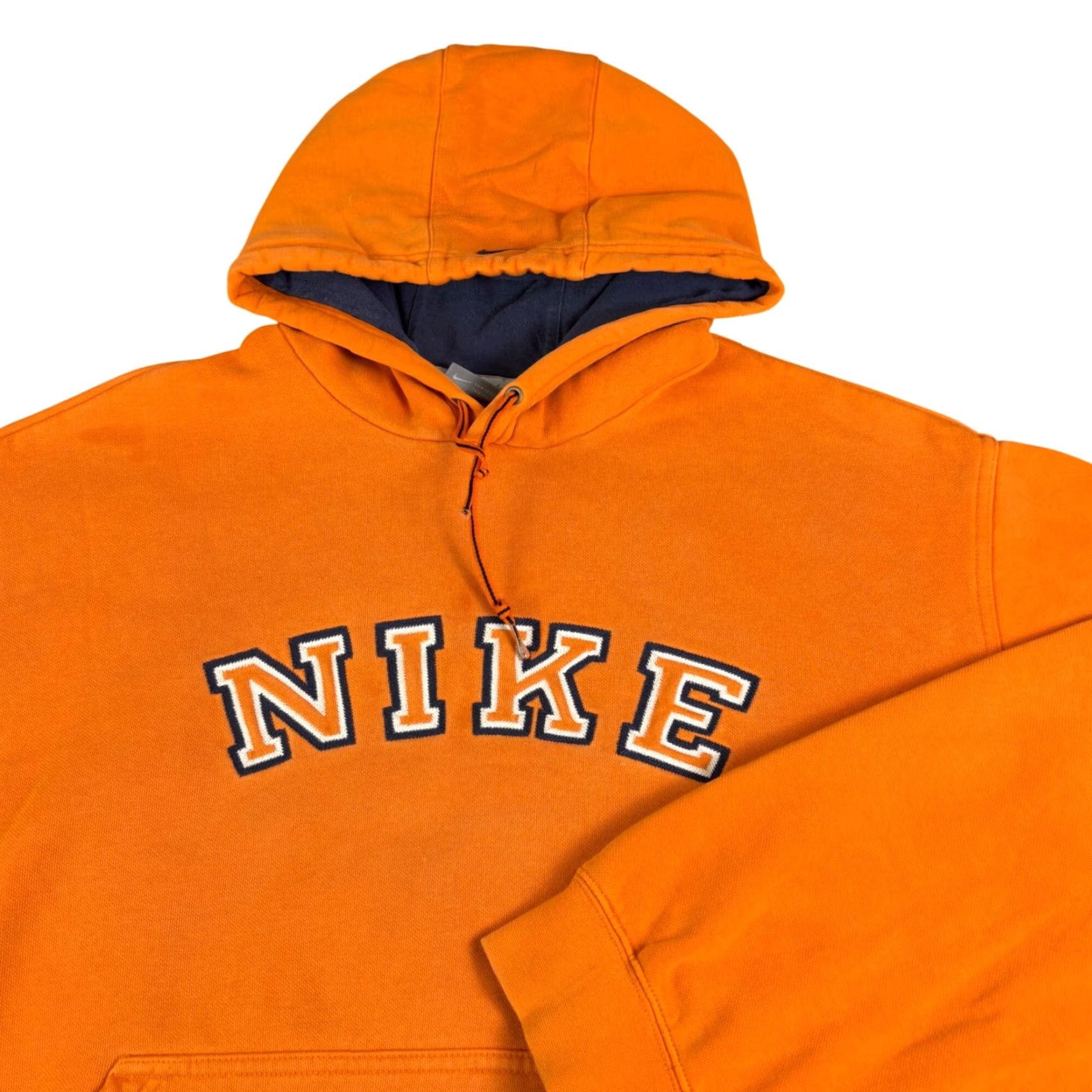 Nike Nike Vintage Spellout Hoodie Orange Navy XL Pullover Crew Neck Heavyweight Logo Embroidered Oversized Basketball Mens Size US XL / EU 56 / 4 - 2 Thumbnail
