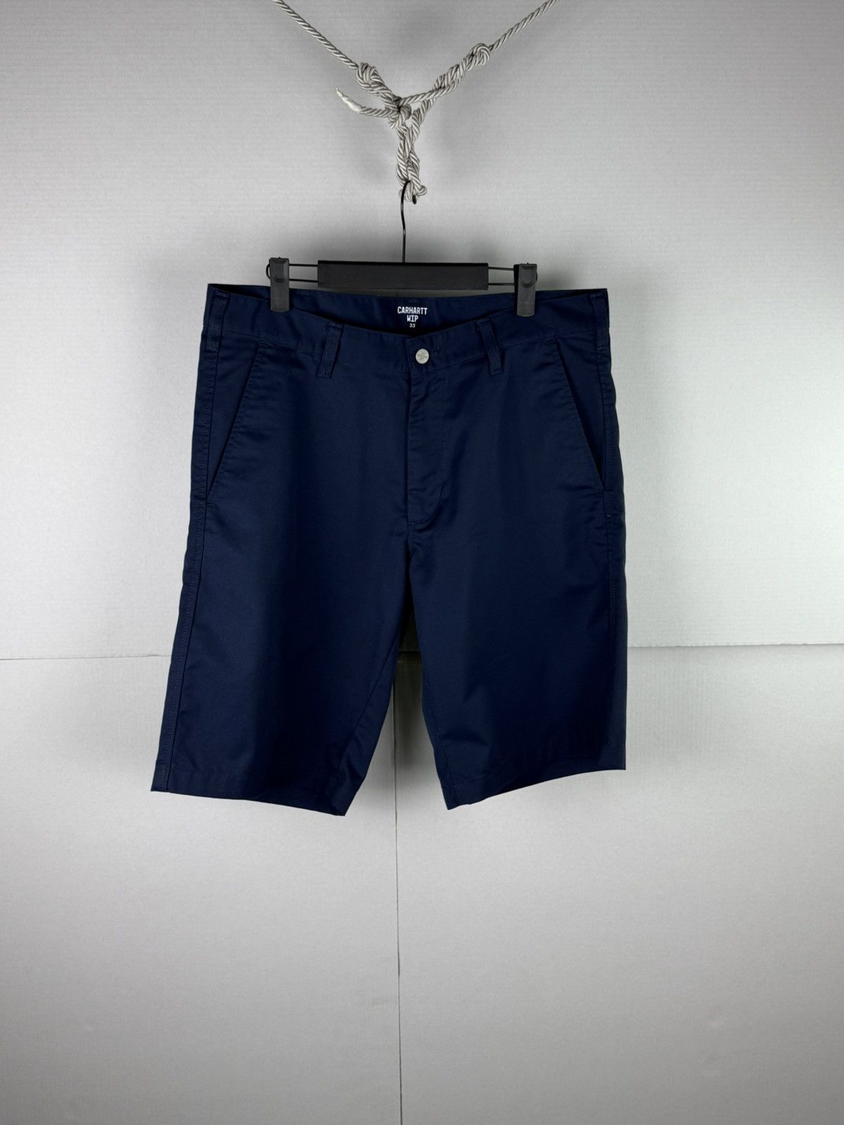 Carhartt × Carhartt Wip Carhartt WIP Presenter Shorts Navy Blue Street Classic Vibe Size US 33 - 1 Thumbnail