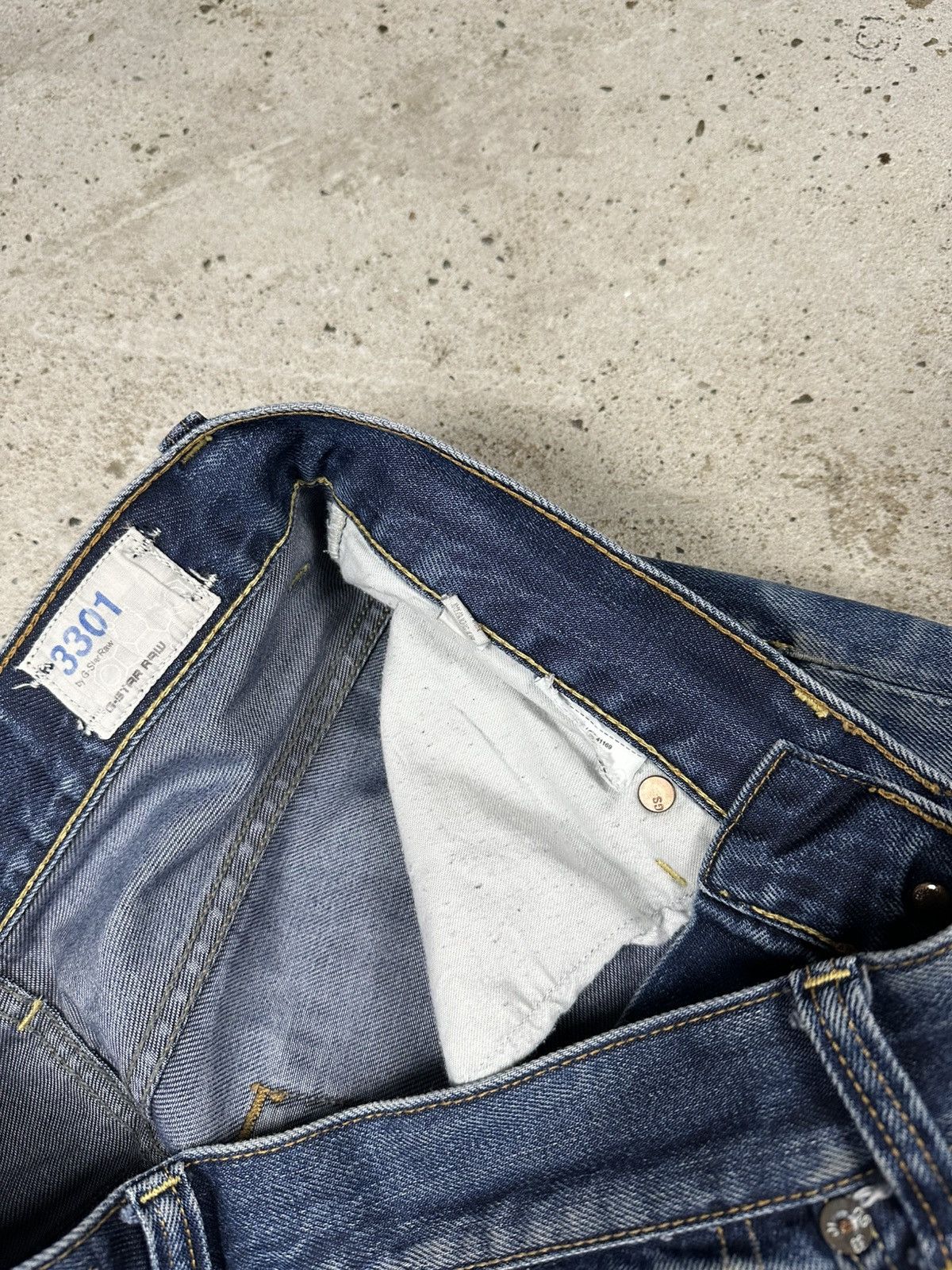 G-Star × Japanese Brand × Vintage Vintage Y2K G Star Raw 3301 Washed Navy Denim Pants Jeans Size US 30 / EU 46 - 9 Thumbnail