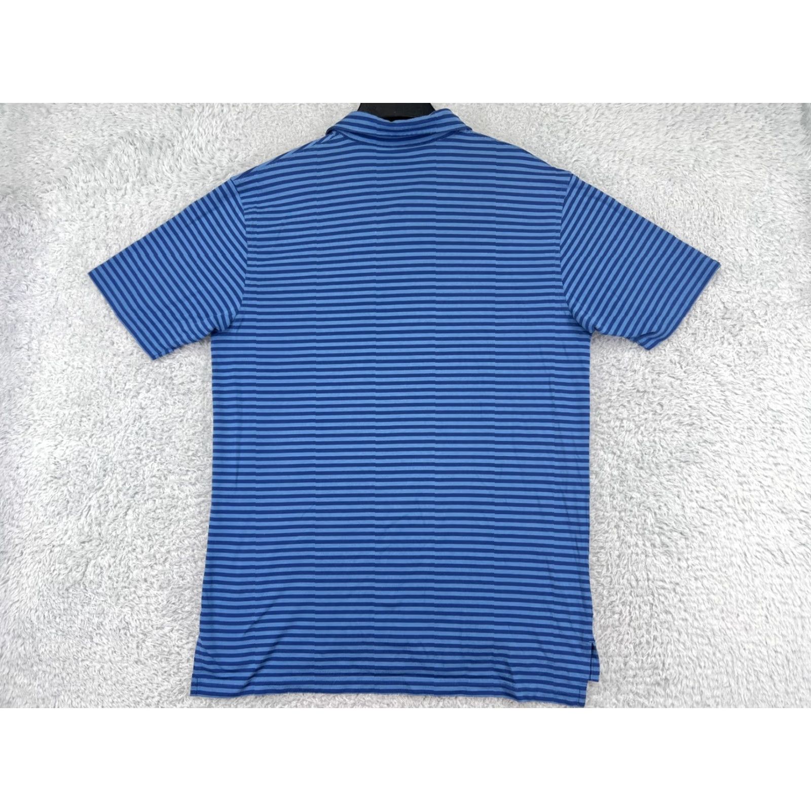 Vintage Dunning Polo Shirt Mens Blue Striped Lightweight Cotton Blend Golf Polo Shirt L Adult Blue Men’s Slim Tees Sports Size US L / EU 52-54 / 3 - 2 Thumbnail