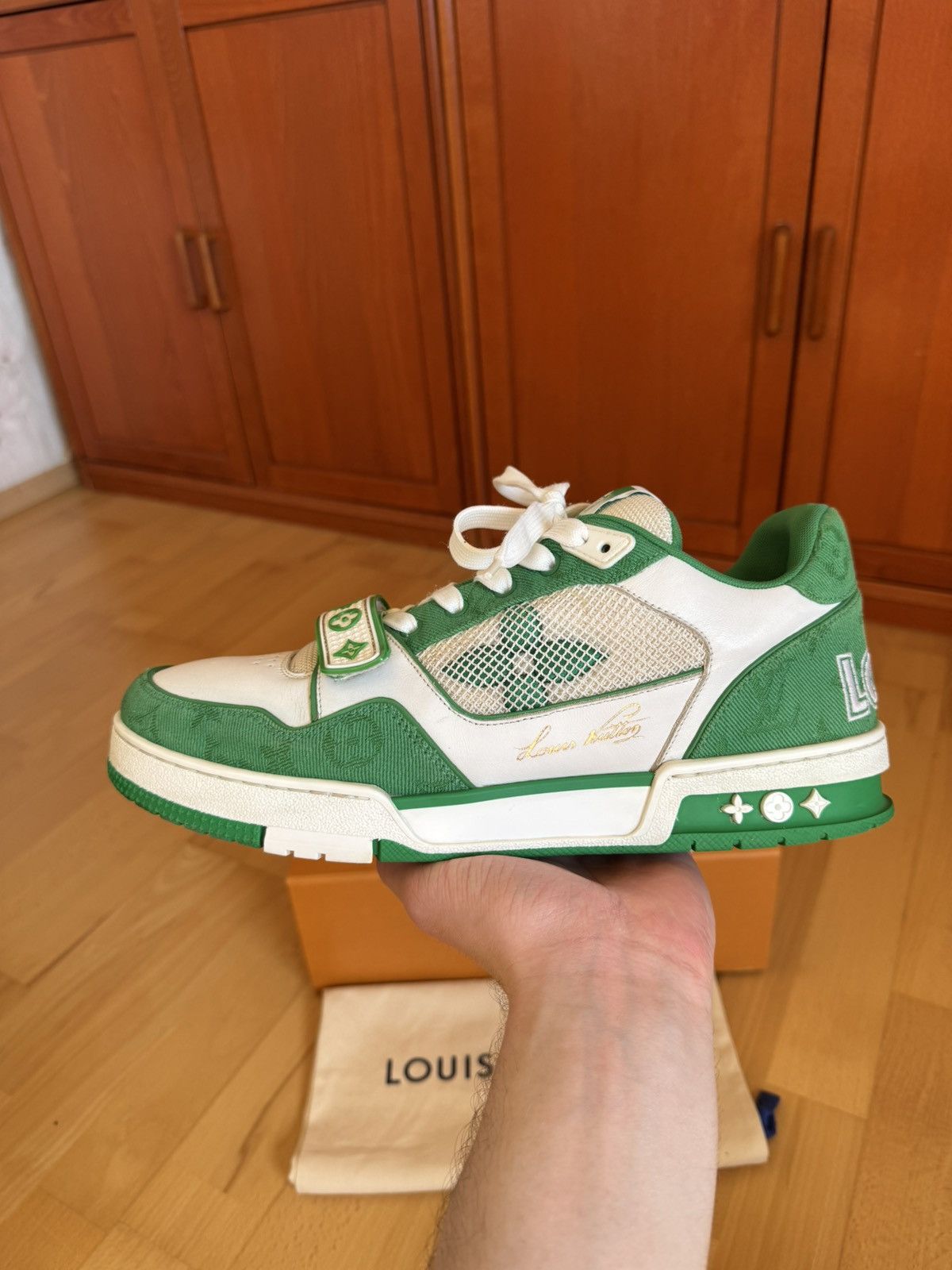 Louis Vuitton Louis Vuitton LV Trainer Velcro Strap Green Denim Size US 10 / EU 43 - 2 Thumbnail